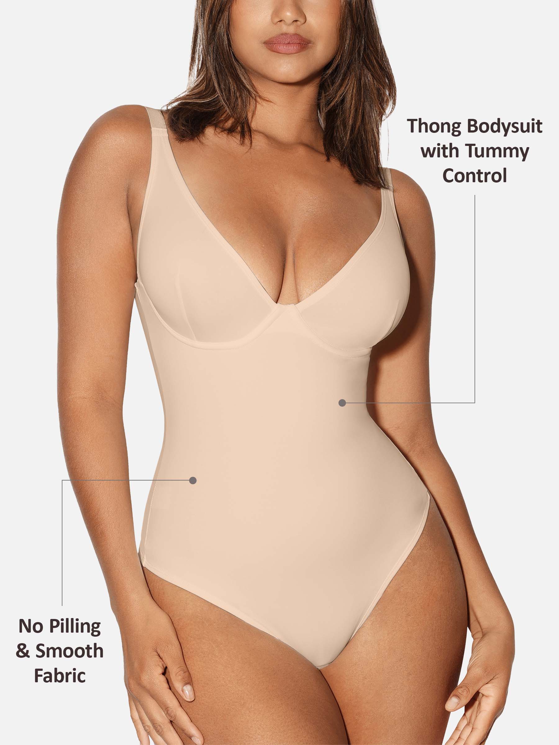 Feelingirl V Neck Tummy Control Shaping Bodysuit