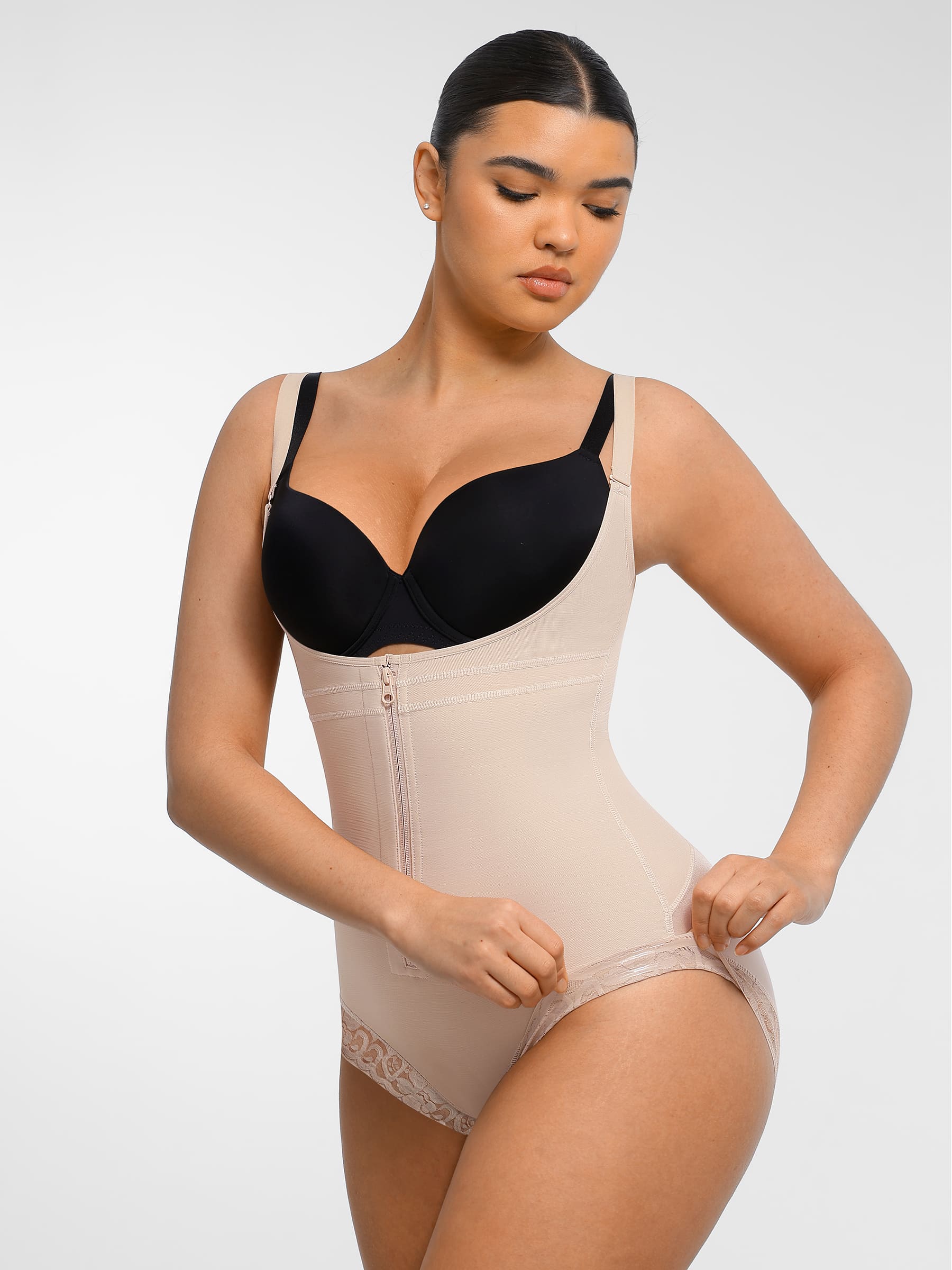 Feelingirl U-Plunge Front Adjustable Zipper Shapewear