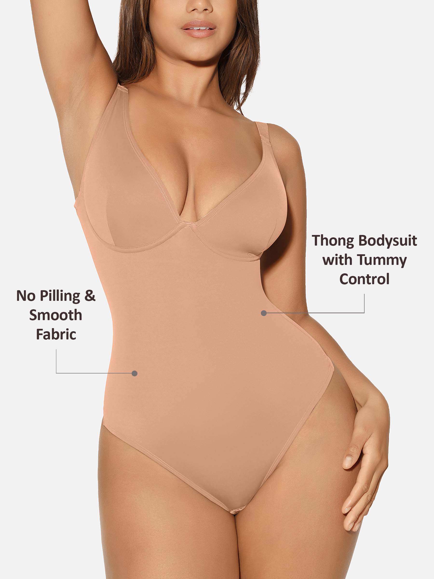 Feelingirl V Neck Tummy Control Shaping Bodysuit