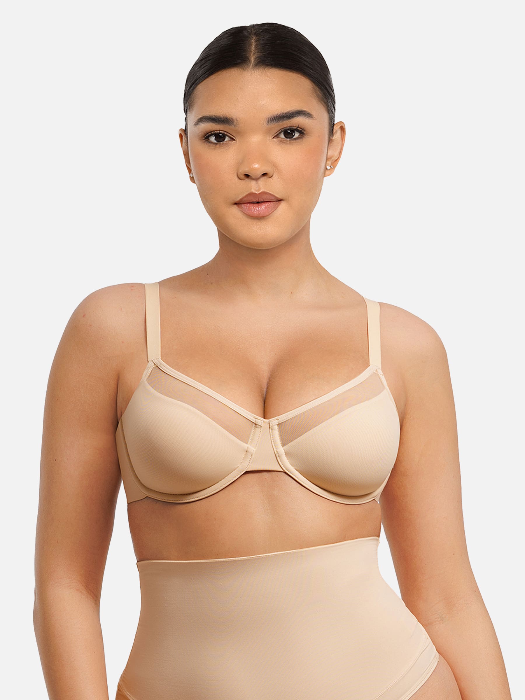 Feelingirl Sheer Mesh Full Coverage Unpadded Underwire Bra
