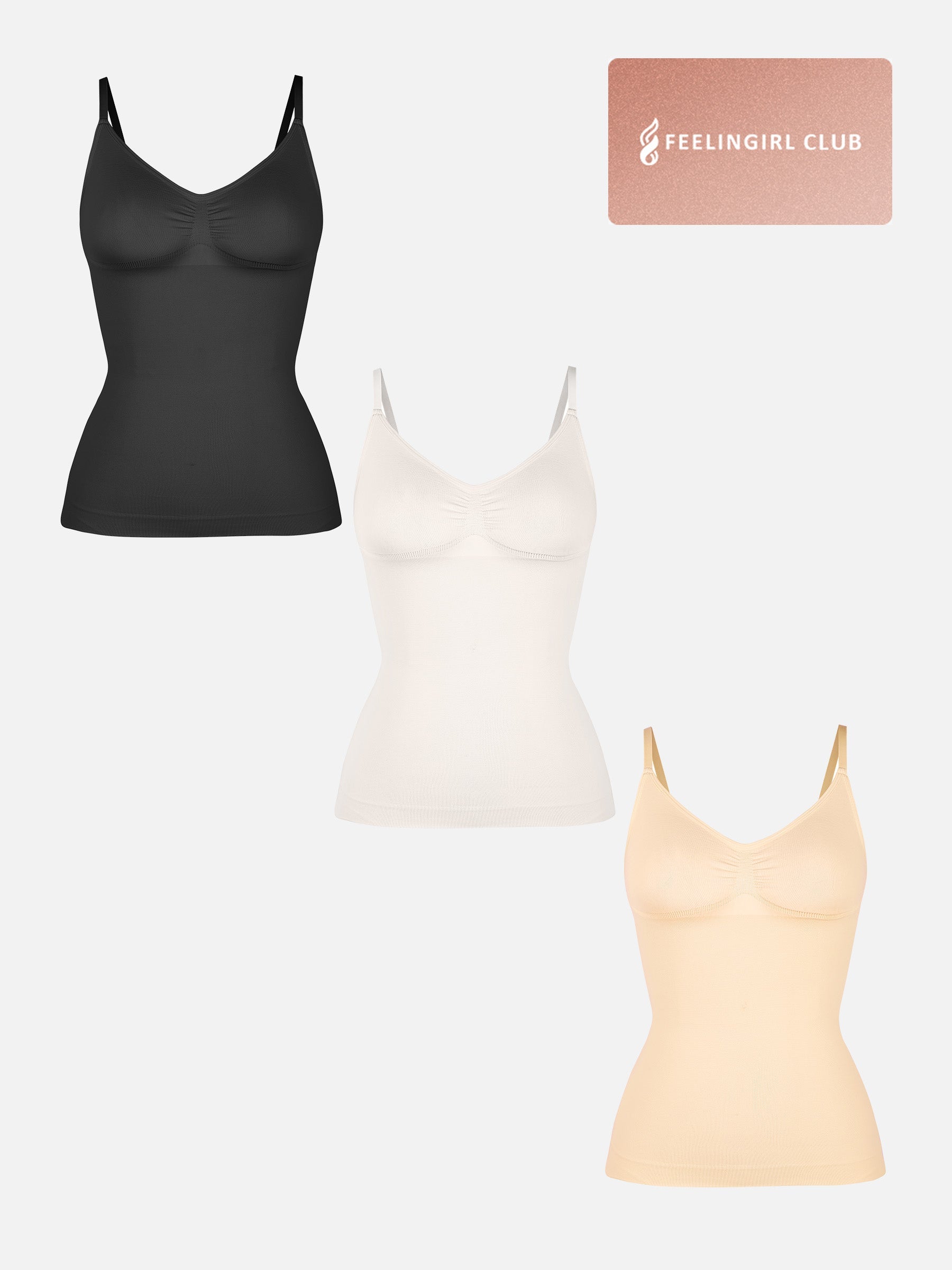 Feelingirl 3-Pack Bust Support and Waist Control Shape Tank Top Bundle