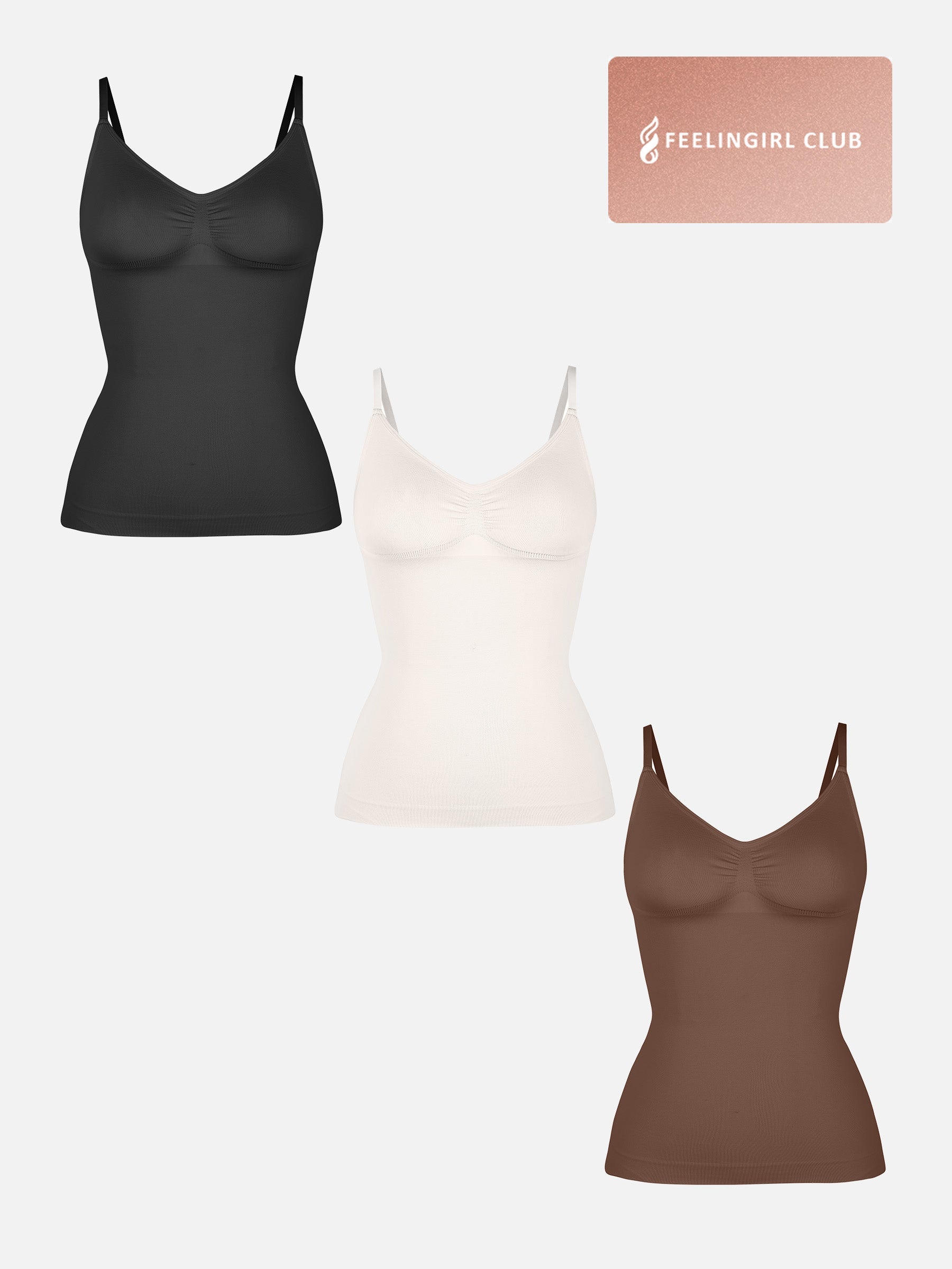 Feelingirl 3-Pack Bust Support and Waist Control Shape Tank Top Bundle