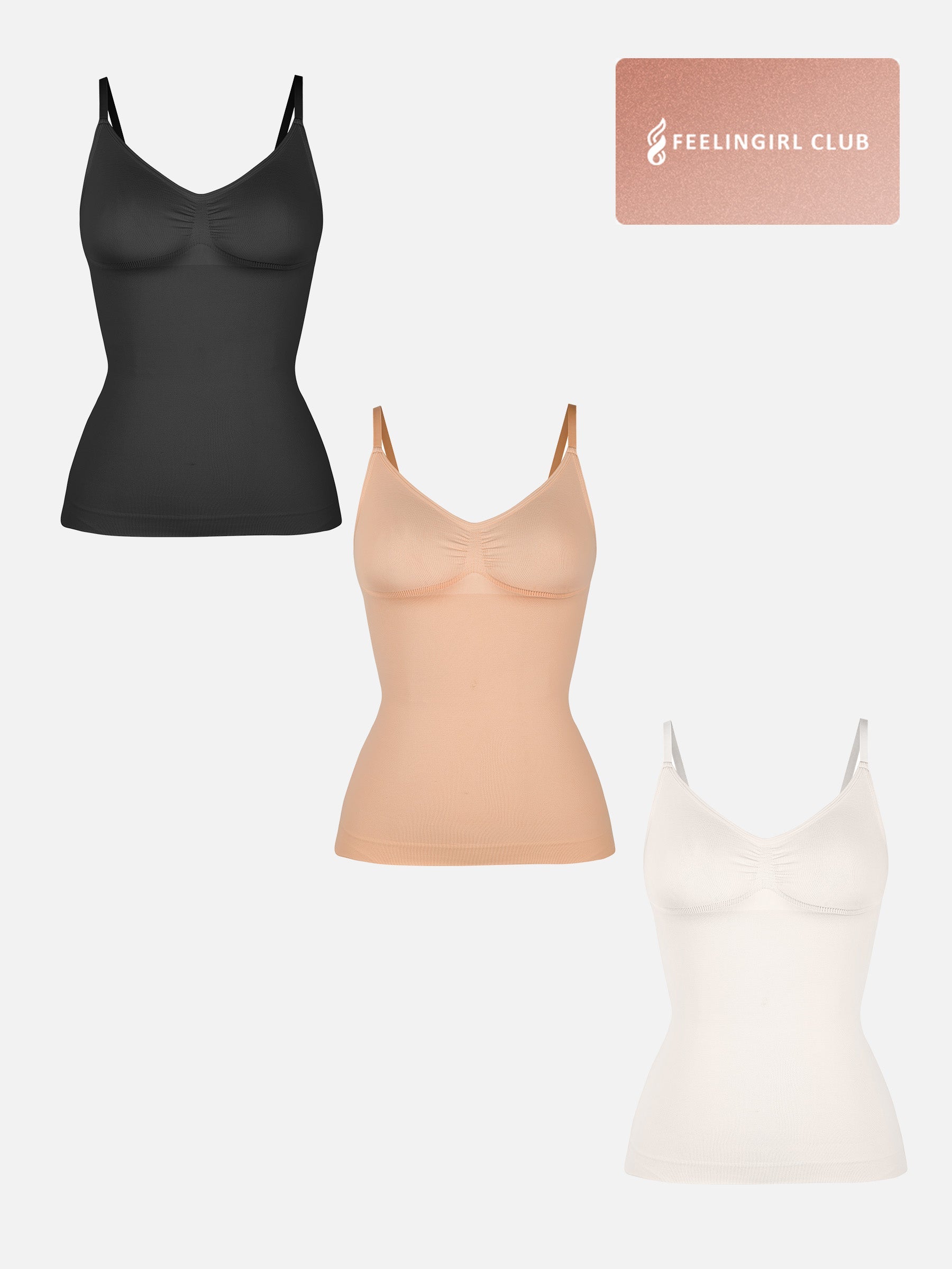 Feelingirl 3-Pack Bust Support and Waist Control Shape Tank Top Bundle
