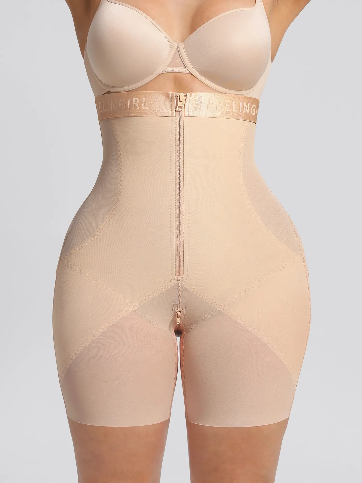 Feelingirl Inverted "Y" Compression Tummy Control Butt Lift Shaper Shorts