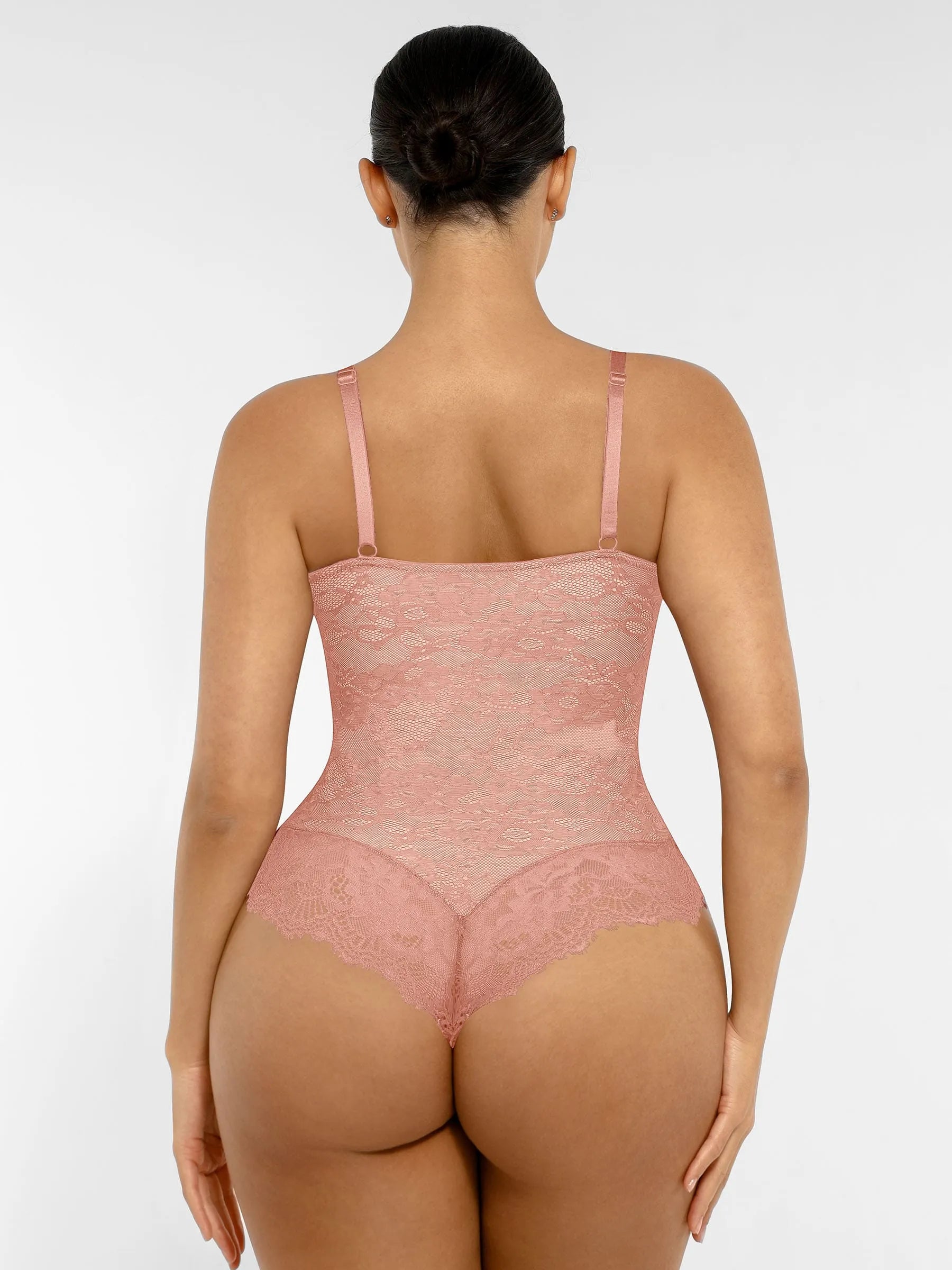 Feelingirl Lace V Neck Full Thong Bodysuit