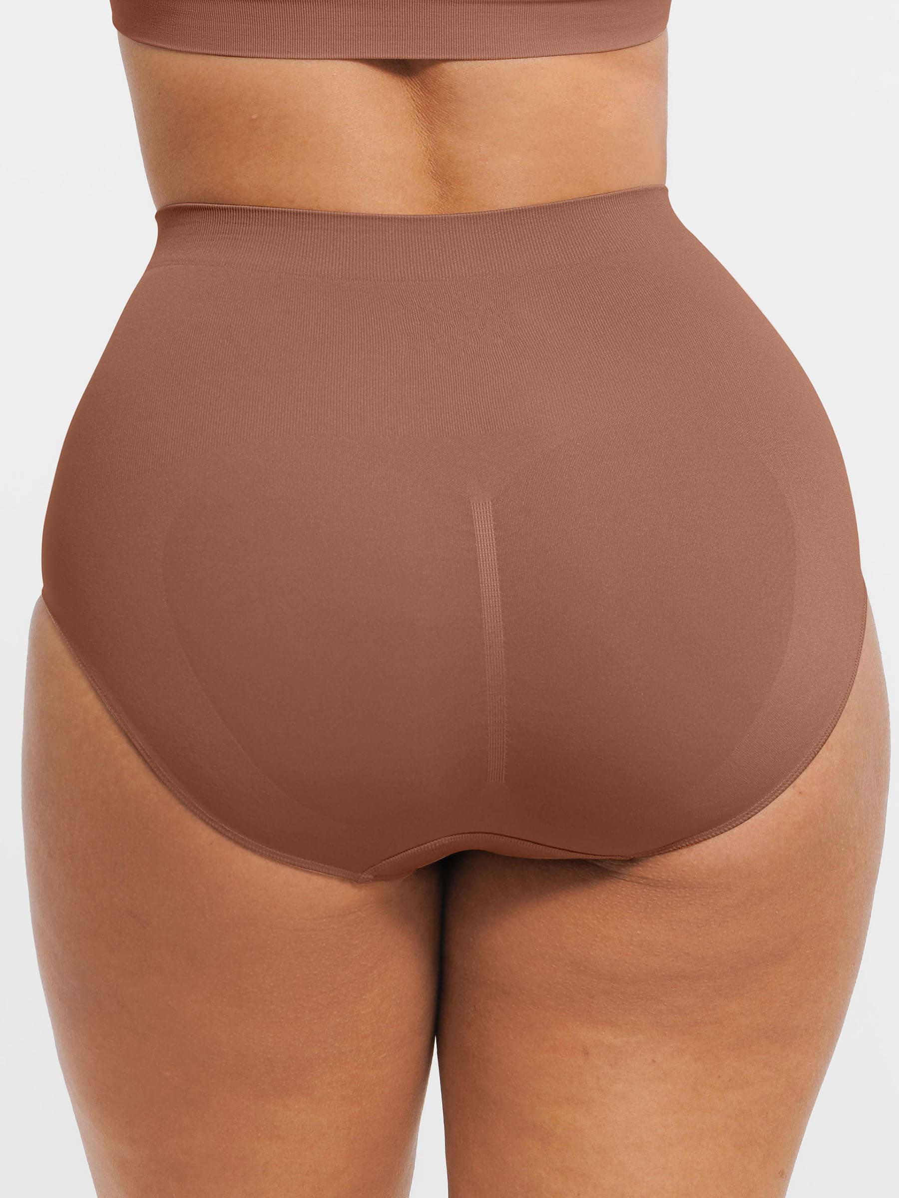 Feelingirl Seamless High-Waist Tummy Control Antibacterial Peach Hip Brief
