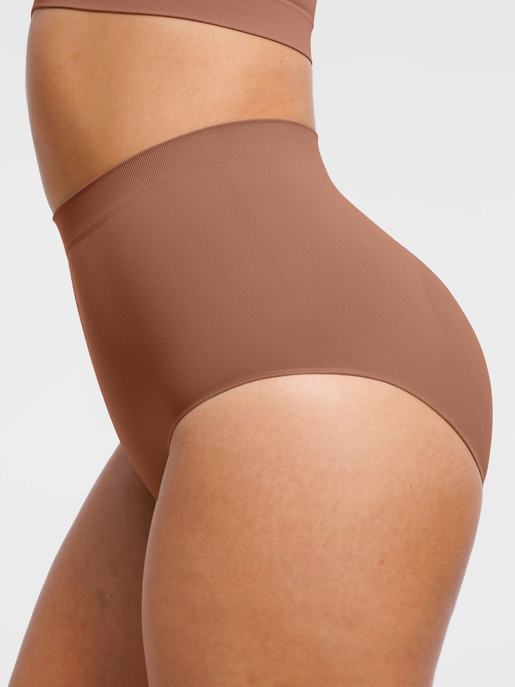 Feelingirl Seamless High-Waist Tummy Control Antibacterial Peach Hip Brief