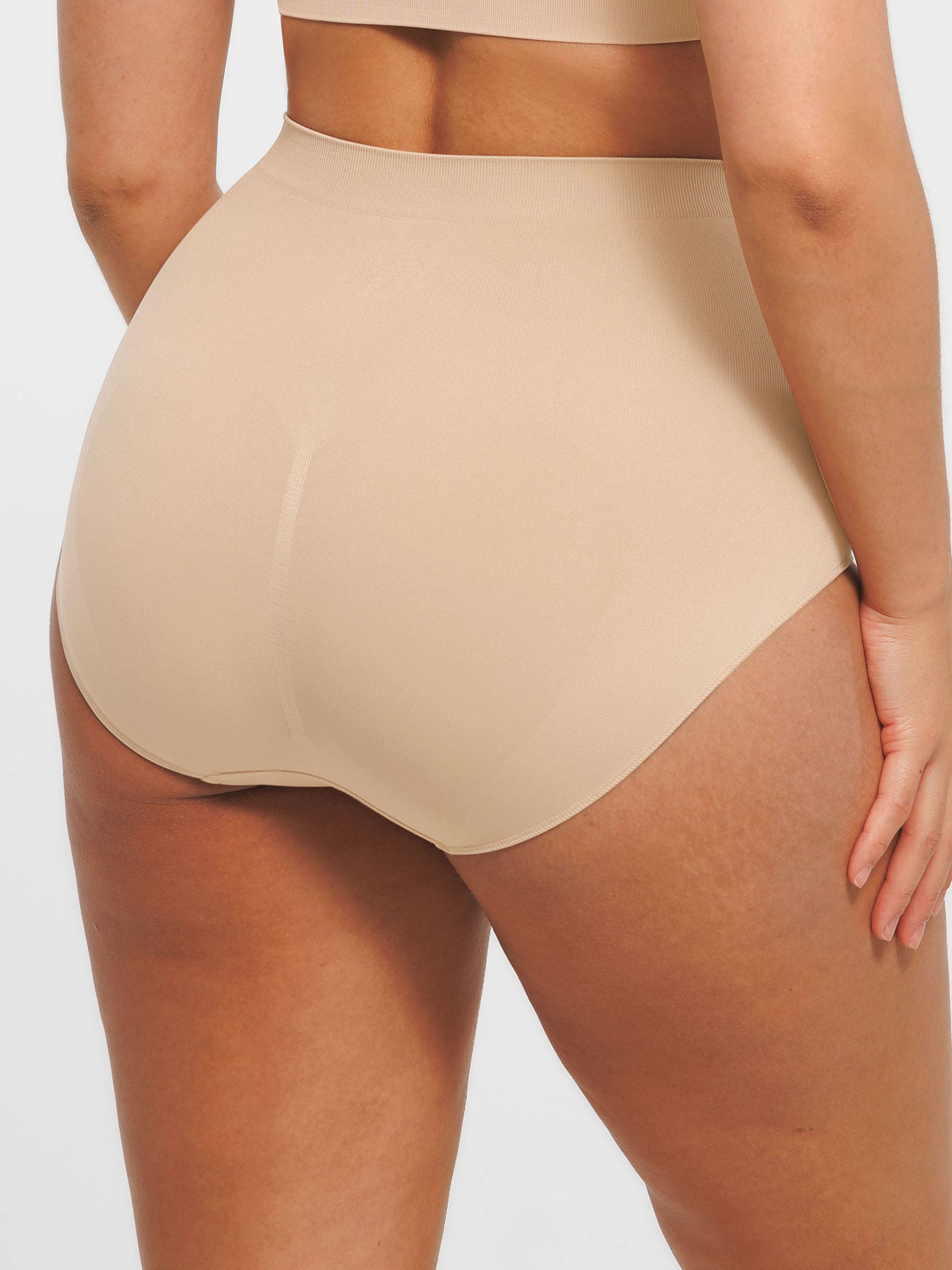 Feelingirl Seamless High-Waist Tummy Control Antibacterial Peach Hip Brief