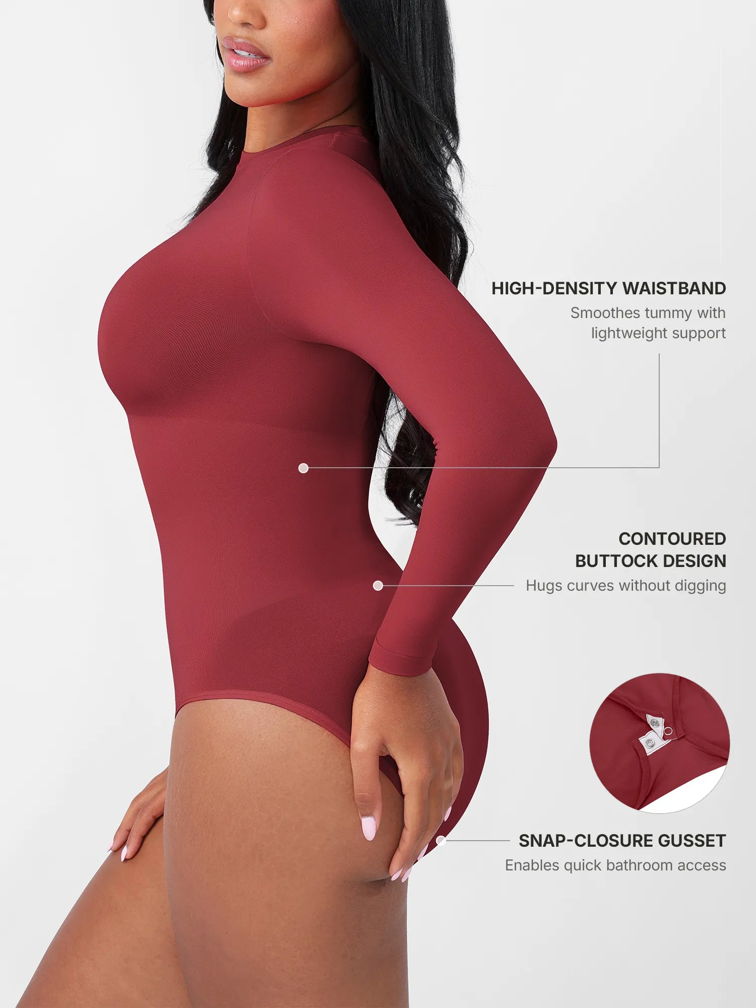 Feelingirl Seamless Ultra-Soft Crew Neck Bodysuit