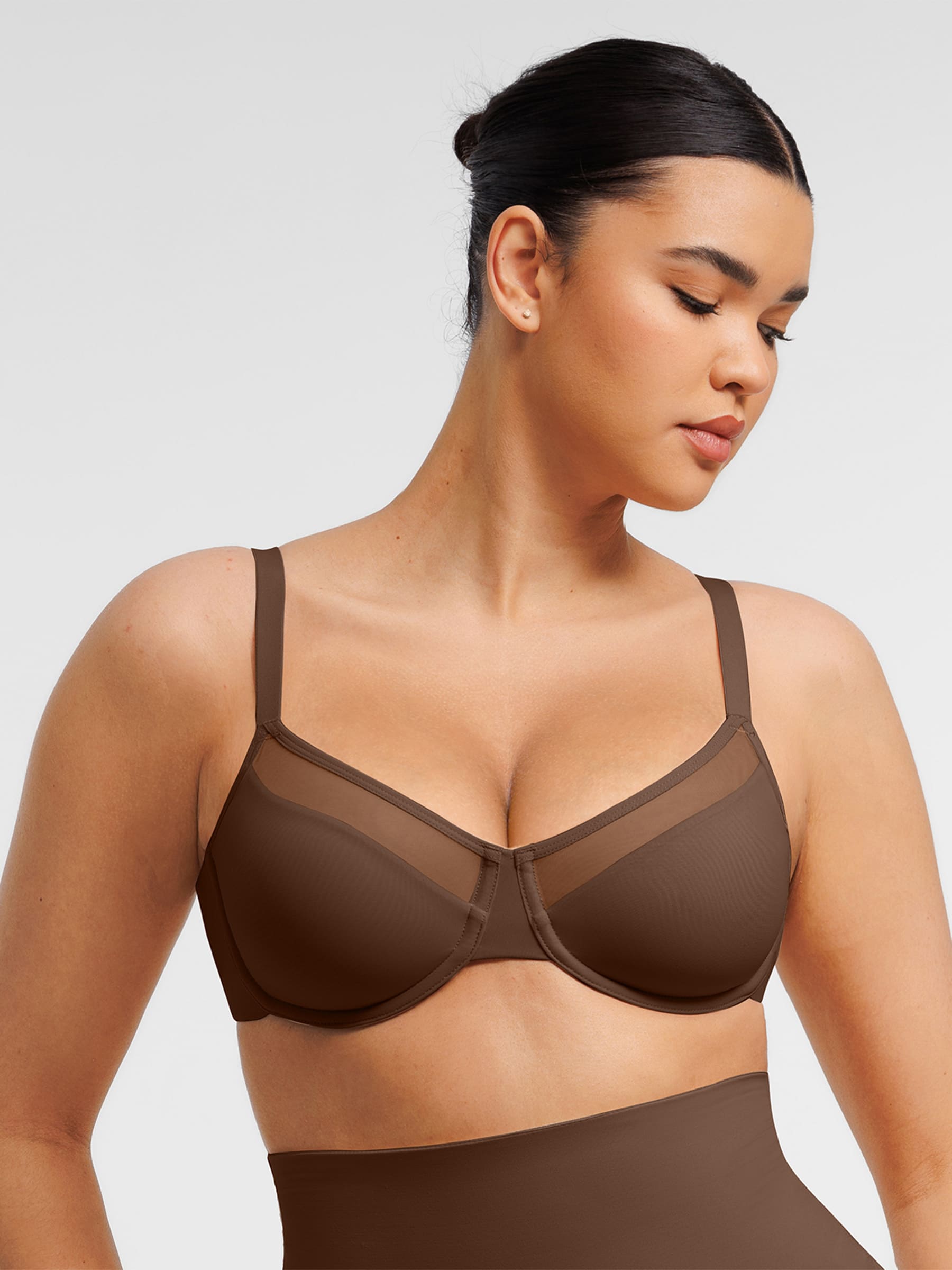 Feelingirl Sheer Mesh Full Coverage Unpadded Underwire Bra