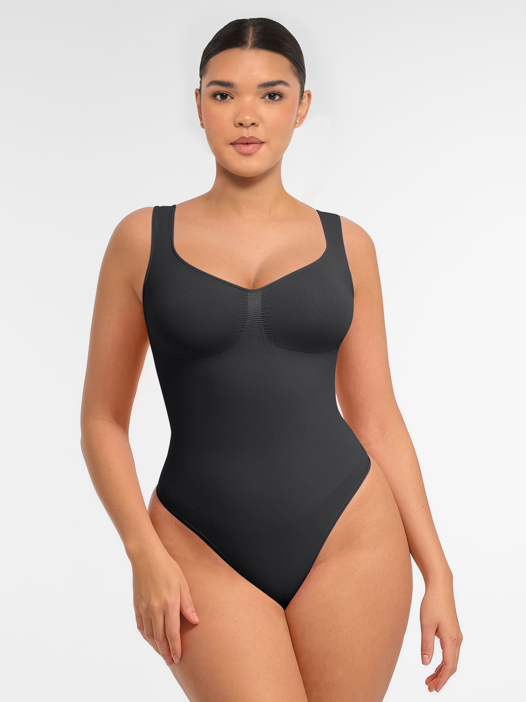 Feelingirl Tummy Control Seamless Wide Strap Bodysuit