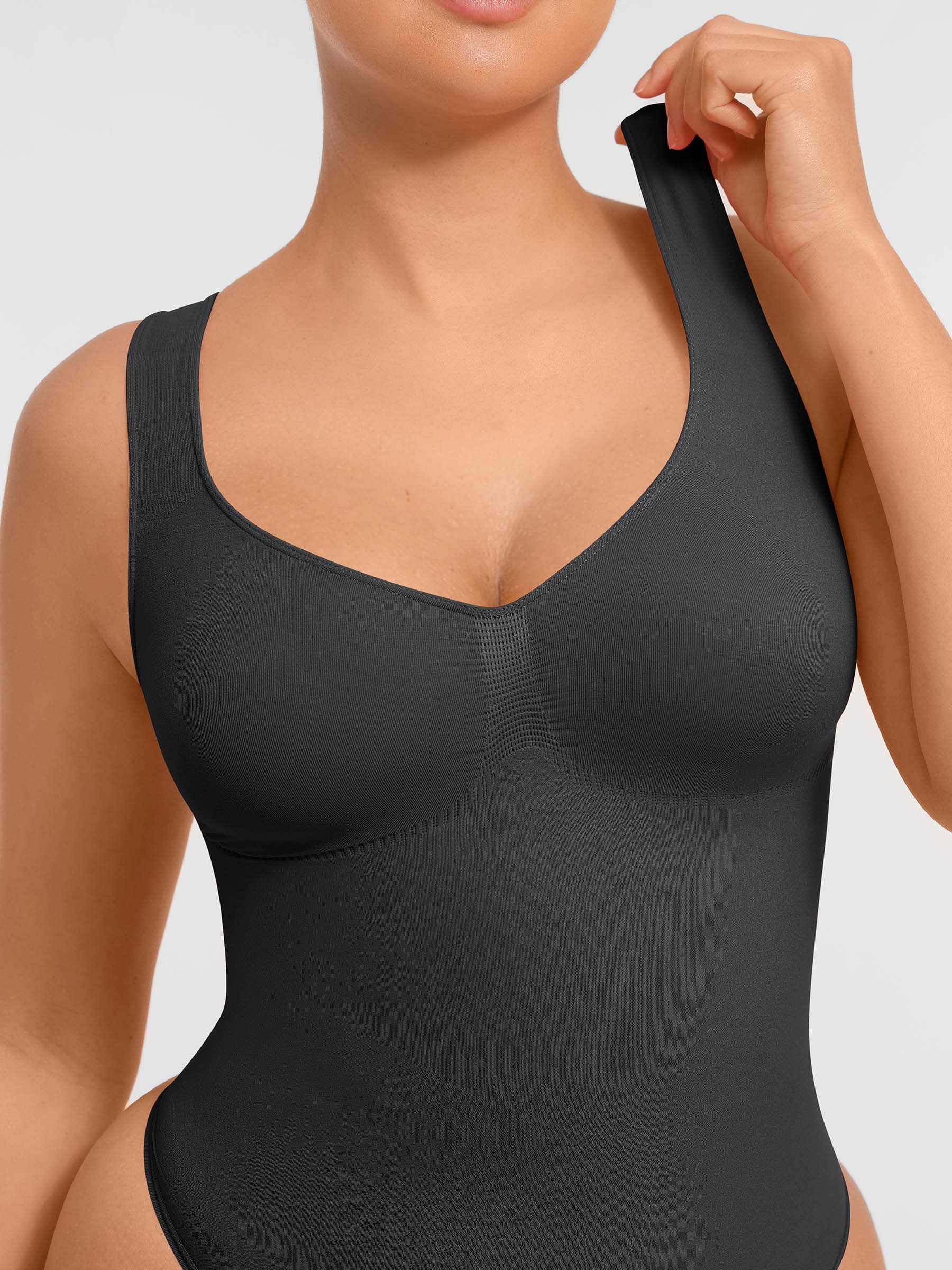 Feelingirl Tummy Control Seamless Wide Strap Bodysuit