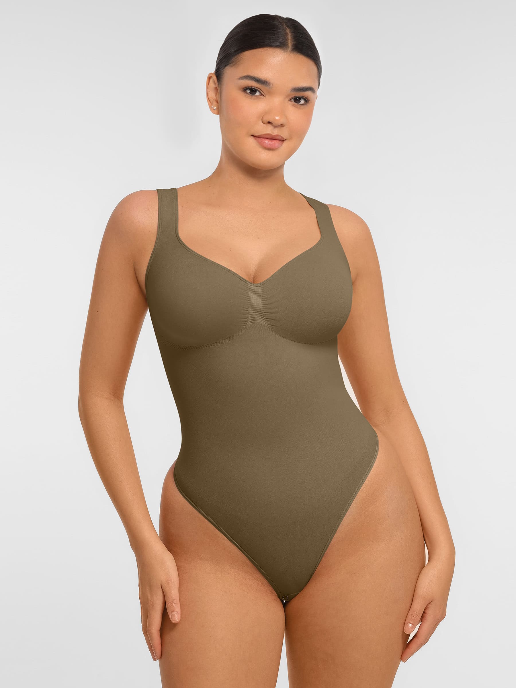 Feelingirl Tummy Control Seamless Wide Strap Bodysuit