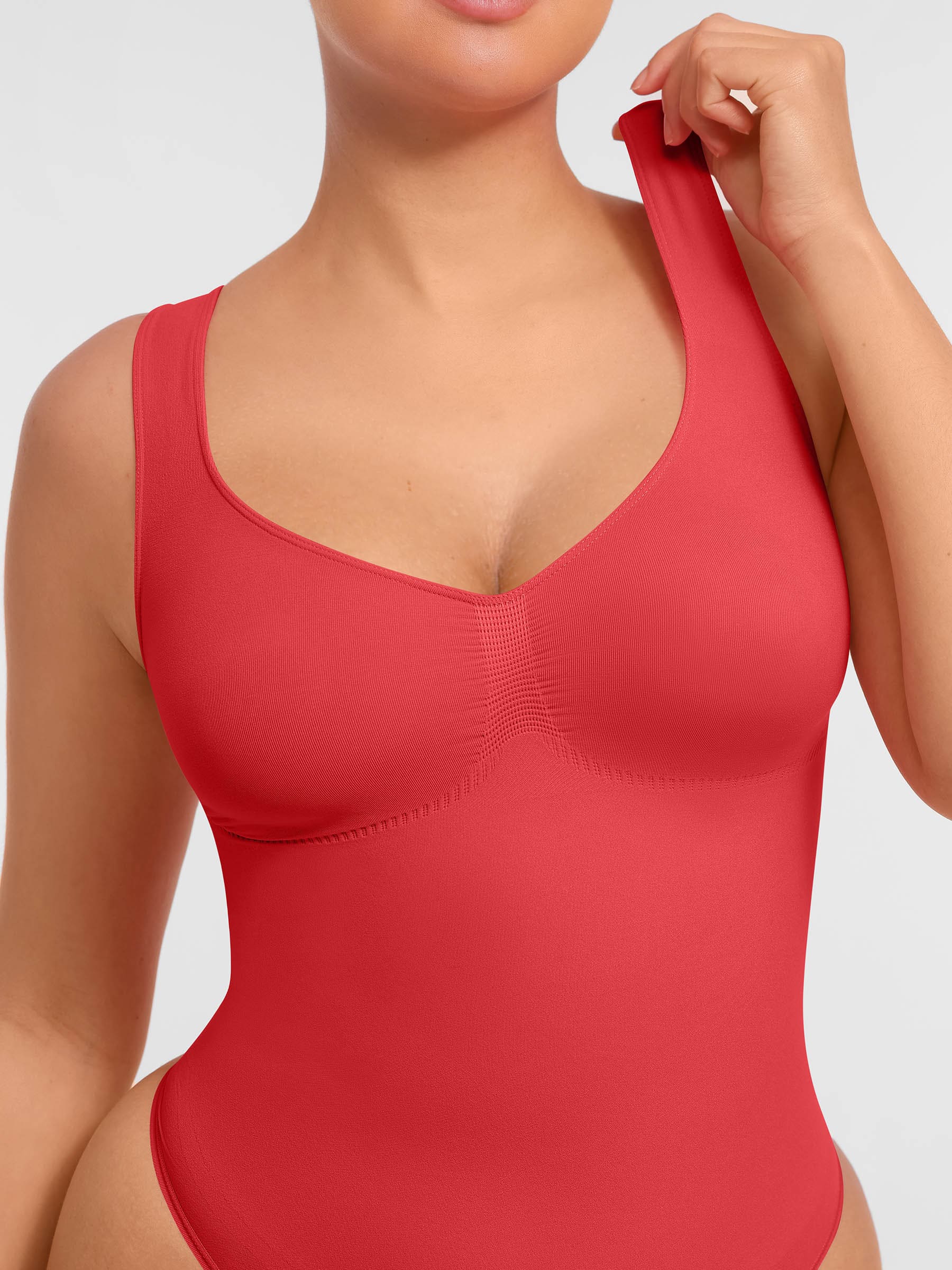 Feelingirl Tummy Control Seamless Wide Strap Bodysuit