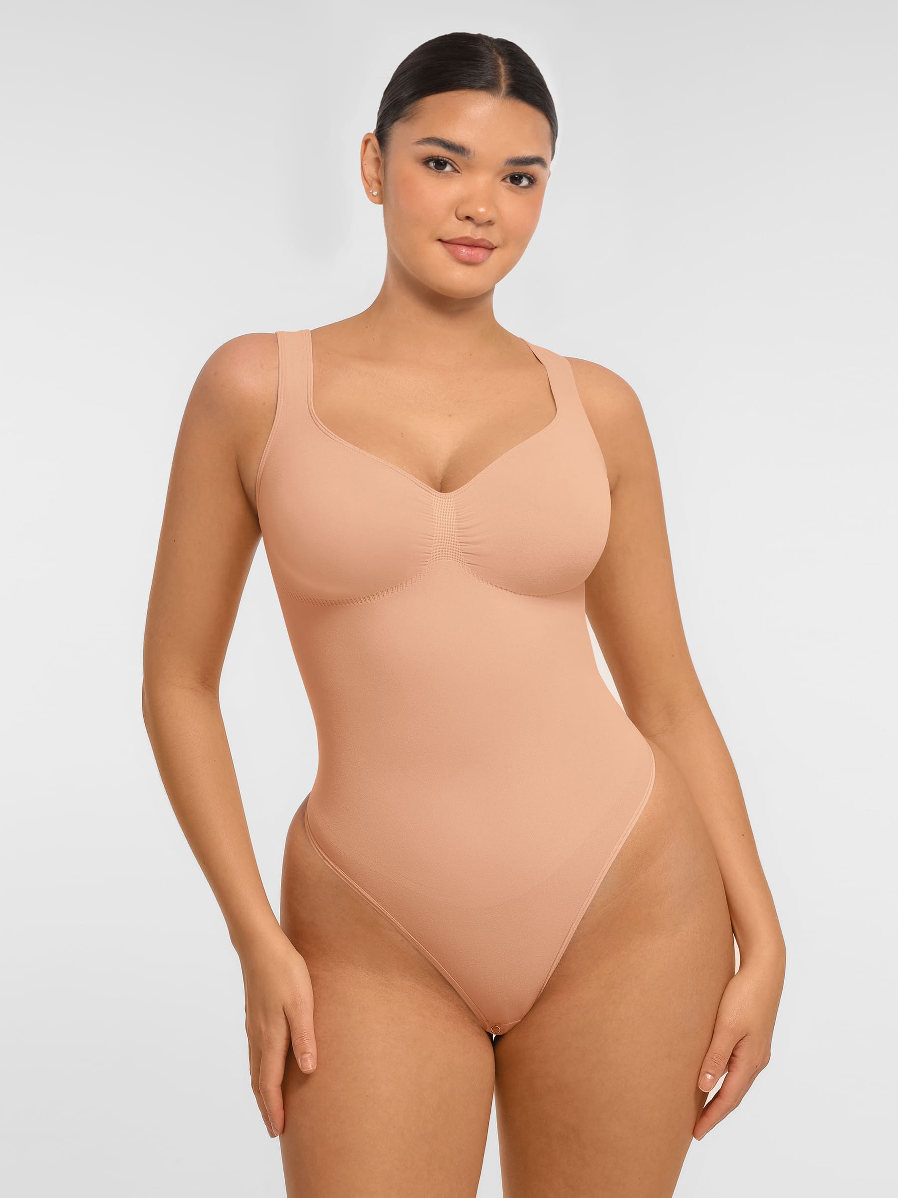 Feelingirl Tummy Control Seamless Wide Strap Bodysuit