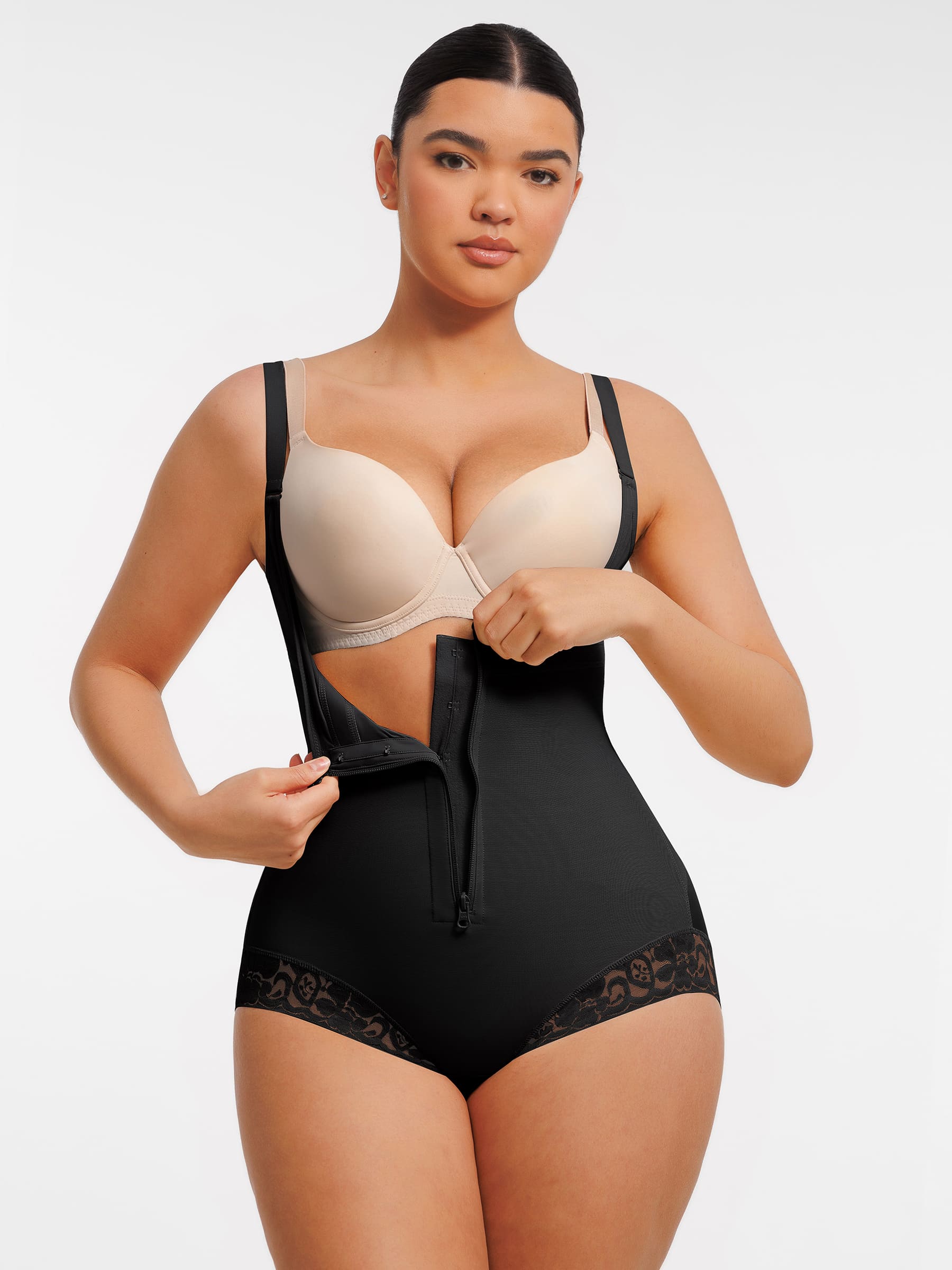 Feelingirl U-Plunge Front Adjustable Zipper Shapewear