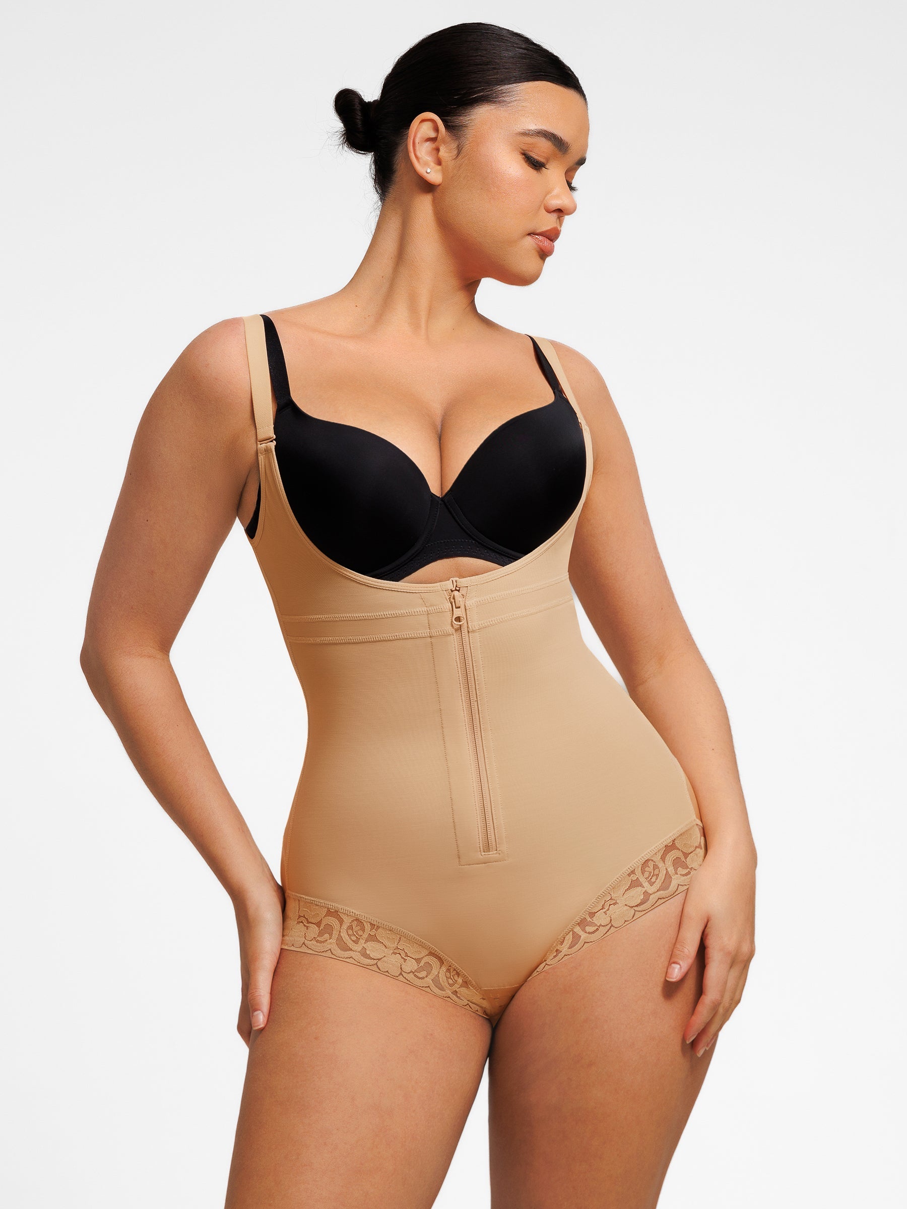 Feelingirl U-Plunge Front Adjustable Zipper Shapewear