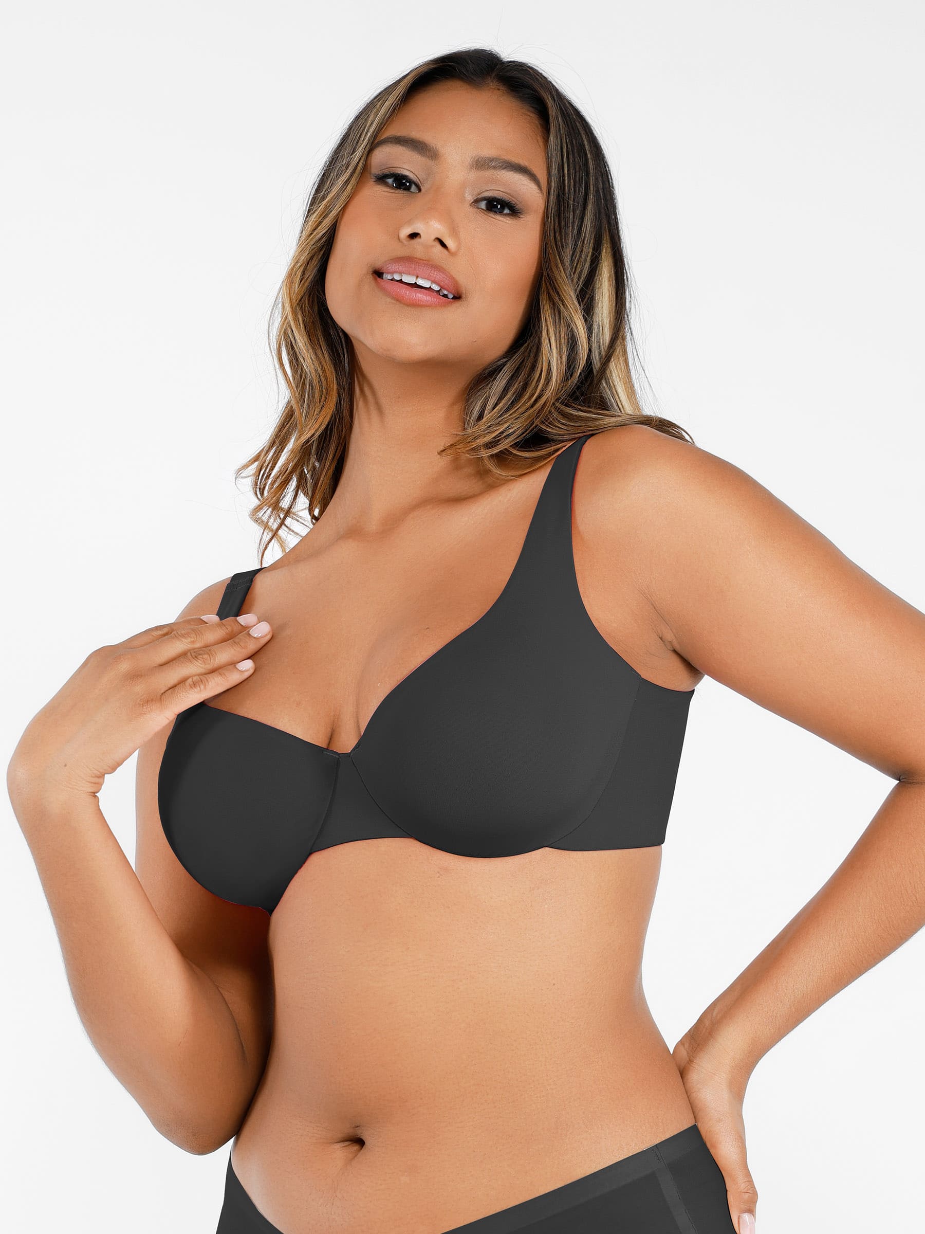 Feelingirl Underwire Adjustable Deep V-neck Bra