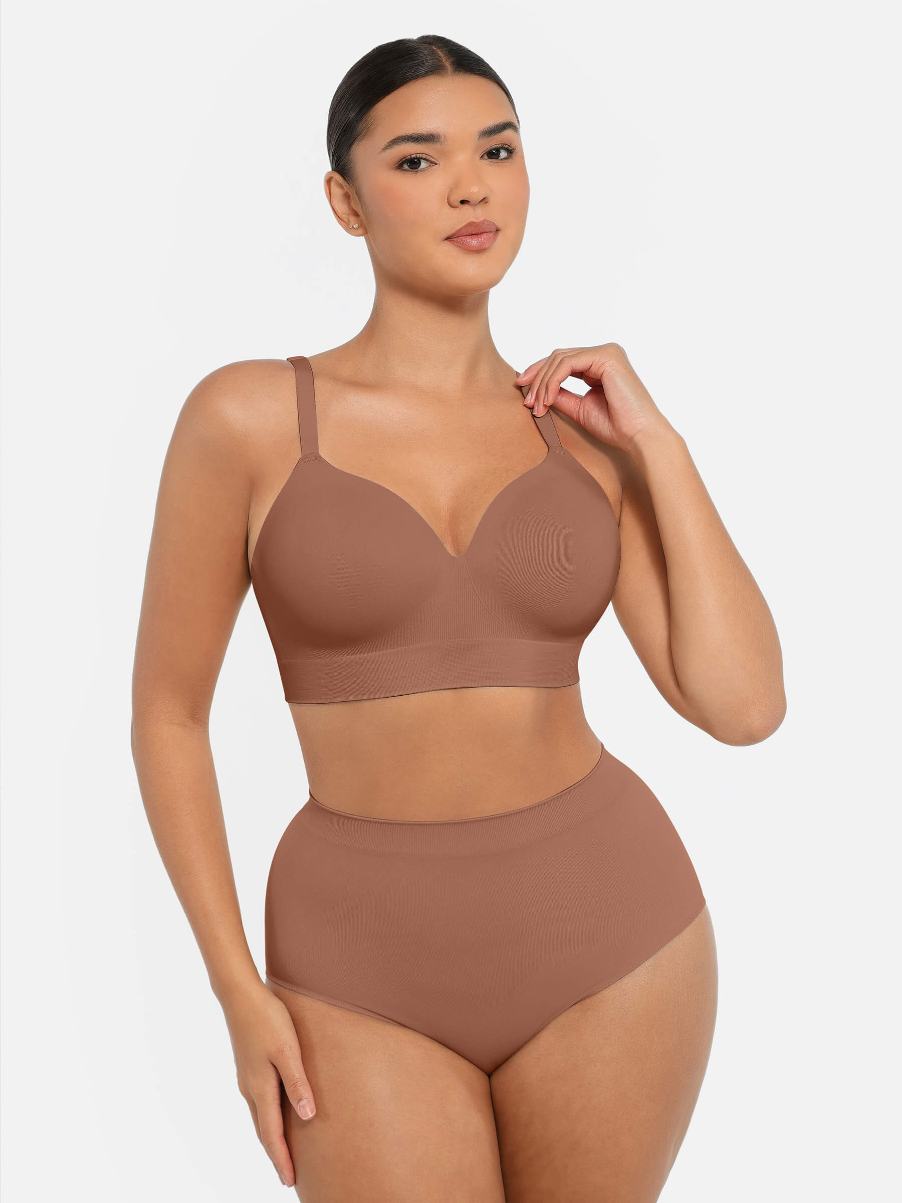 Feelingirl Wireless Push-Up Bra & Seamless Tummy Control Brief Set