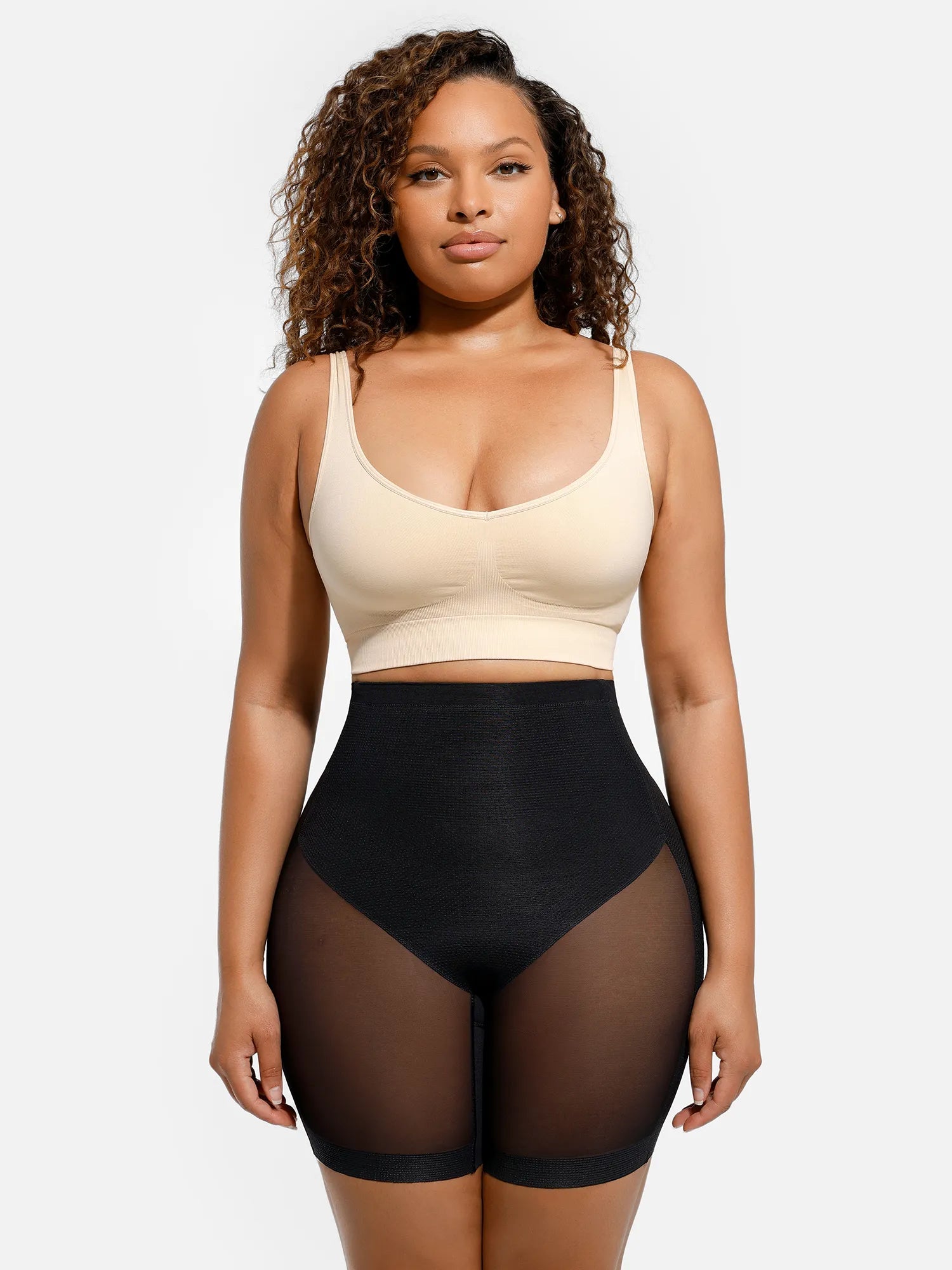 Feelingirl Mesh Tummy Control Bodysuit & Shorts Set