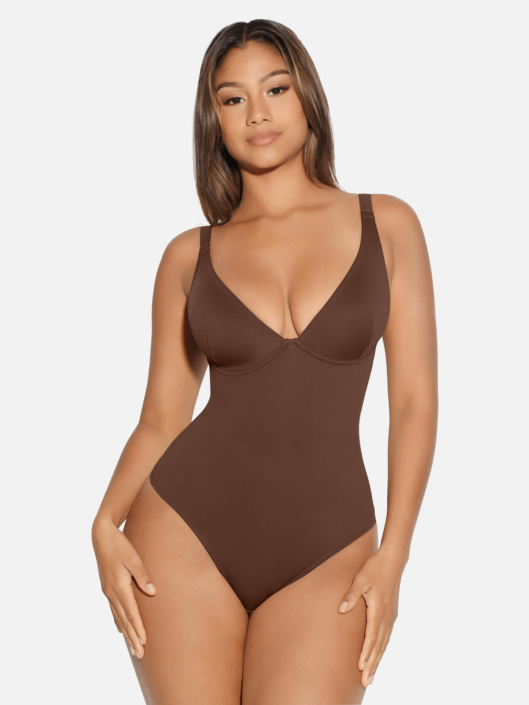 Feelingirl V Neck Tummy Control Shaping Bodysuit