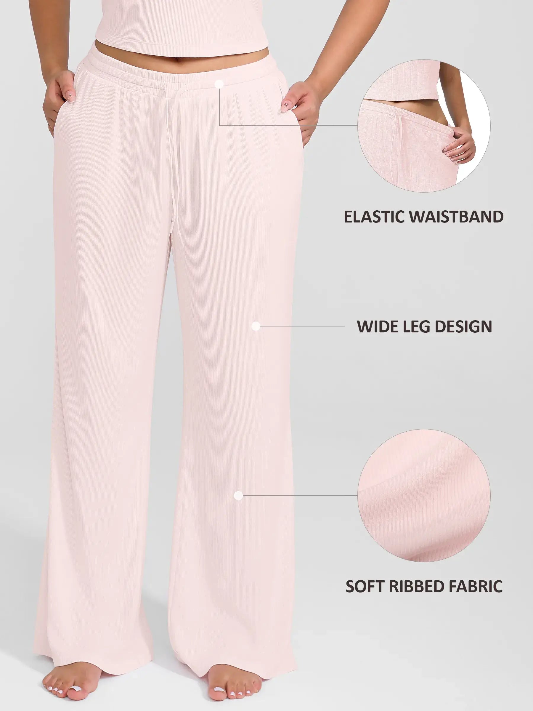 Feelingirl Breathable Ribbed Loungewear Pants