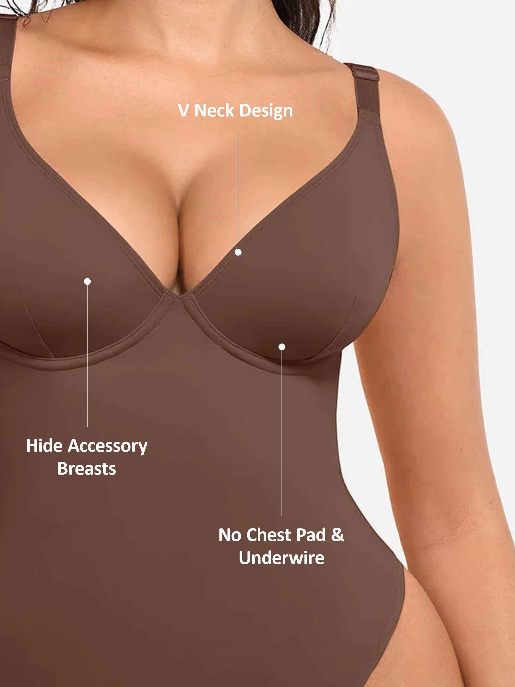 Feelingirl Deep V Neck Tummy Control Shapewear Bodysuit