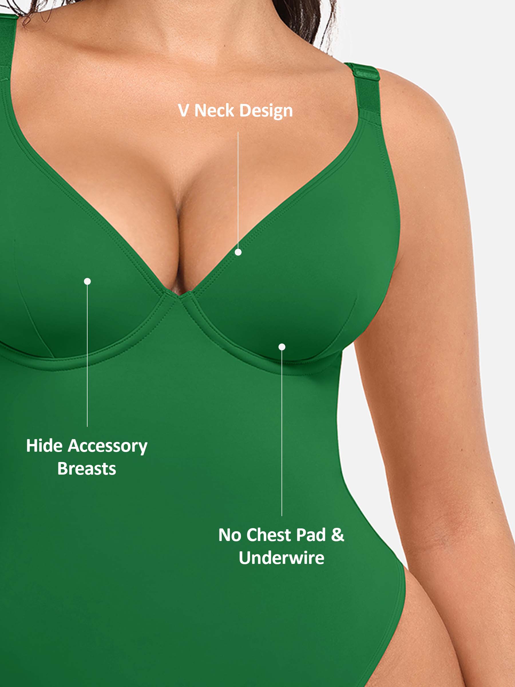 Feelingirl Deep V Neck Tummy Control Shapewear Bodysuit