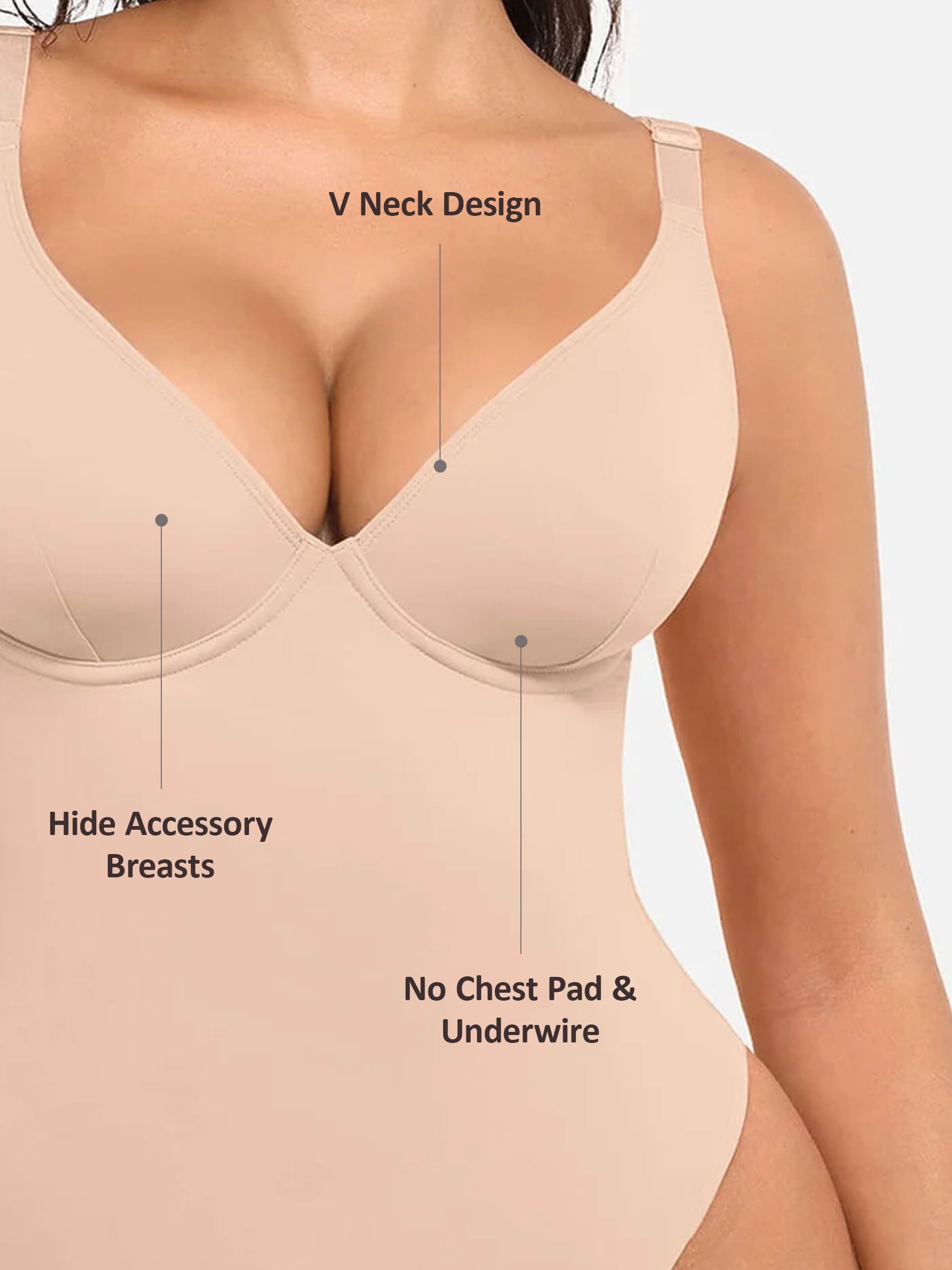 Divinegirl V Neck Tummy Control Bodysuit