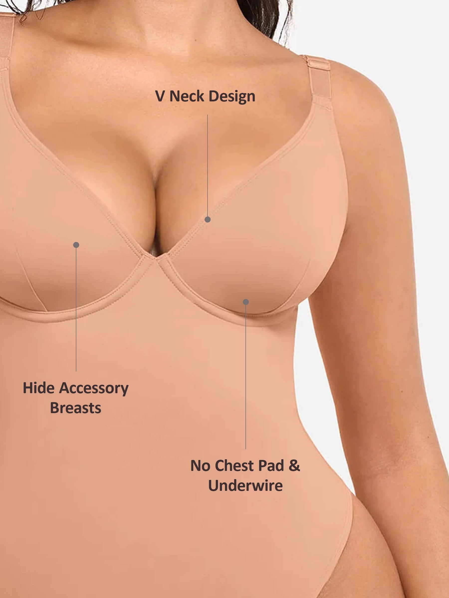 Divinegirl V Neck Tummy Control Bodysuit