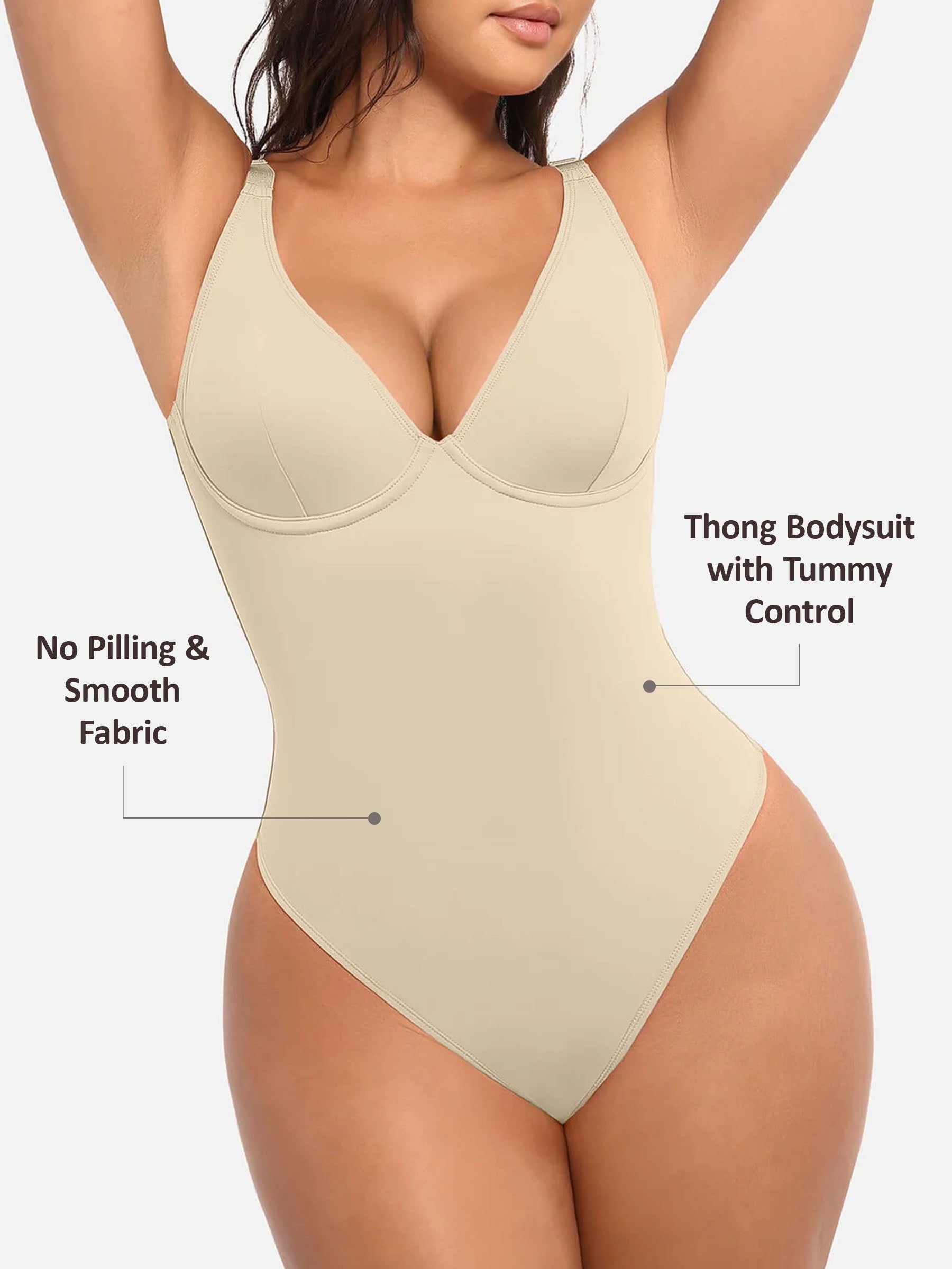 Divinegirl V Neck Tummy Control Bodysuit
