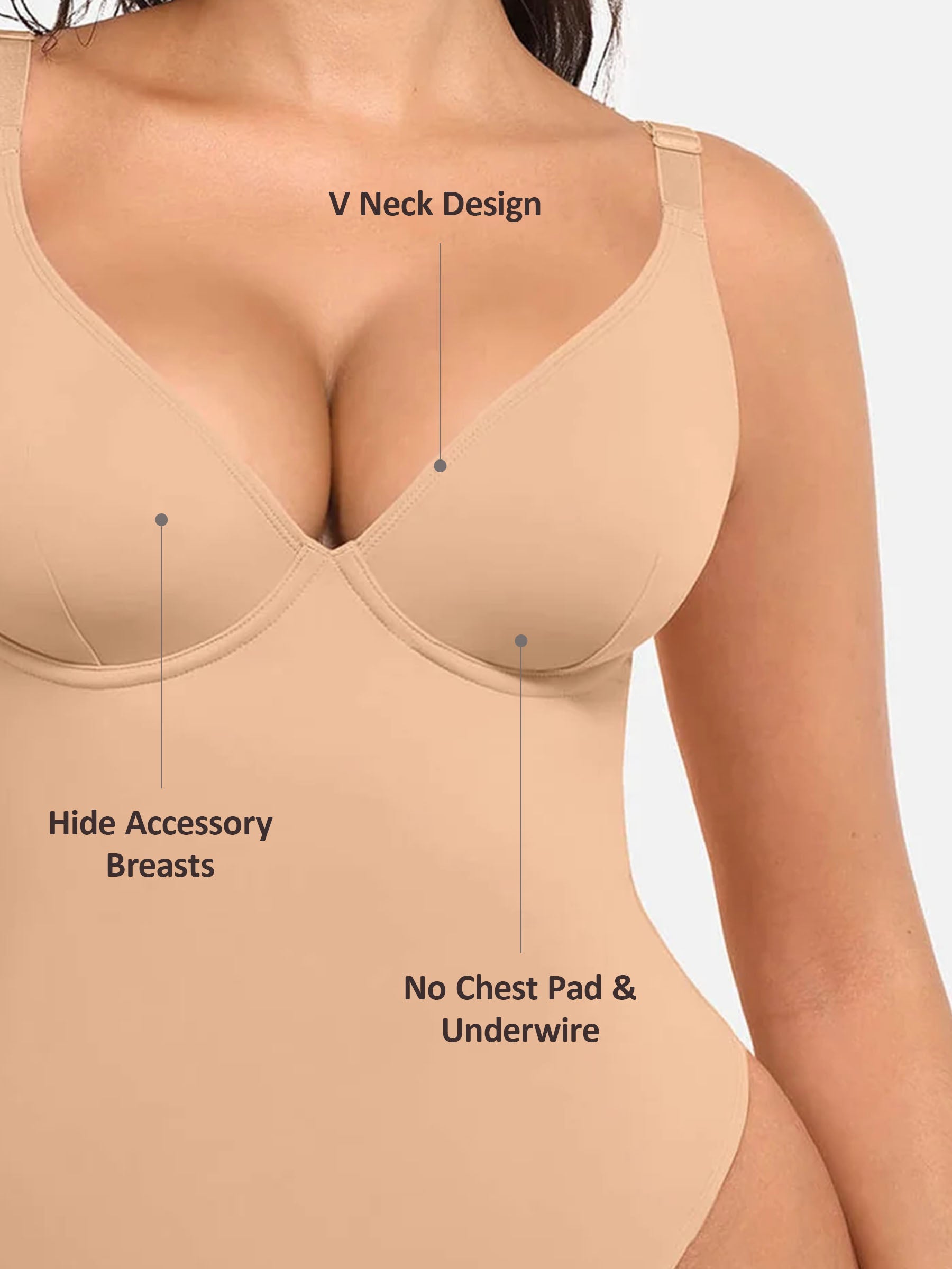 Divinegirl V Neck Tummy Control Bodysuit