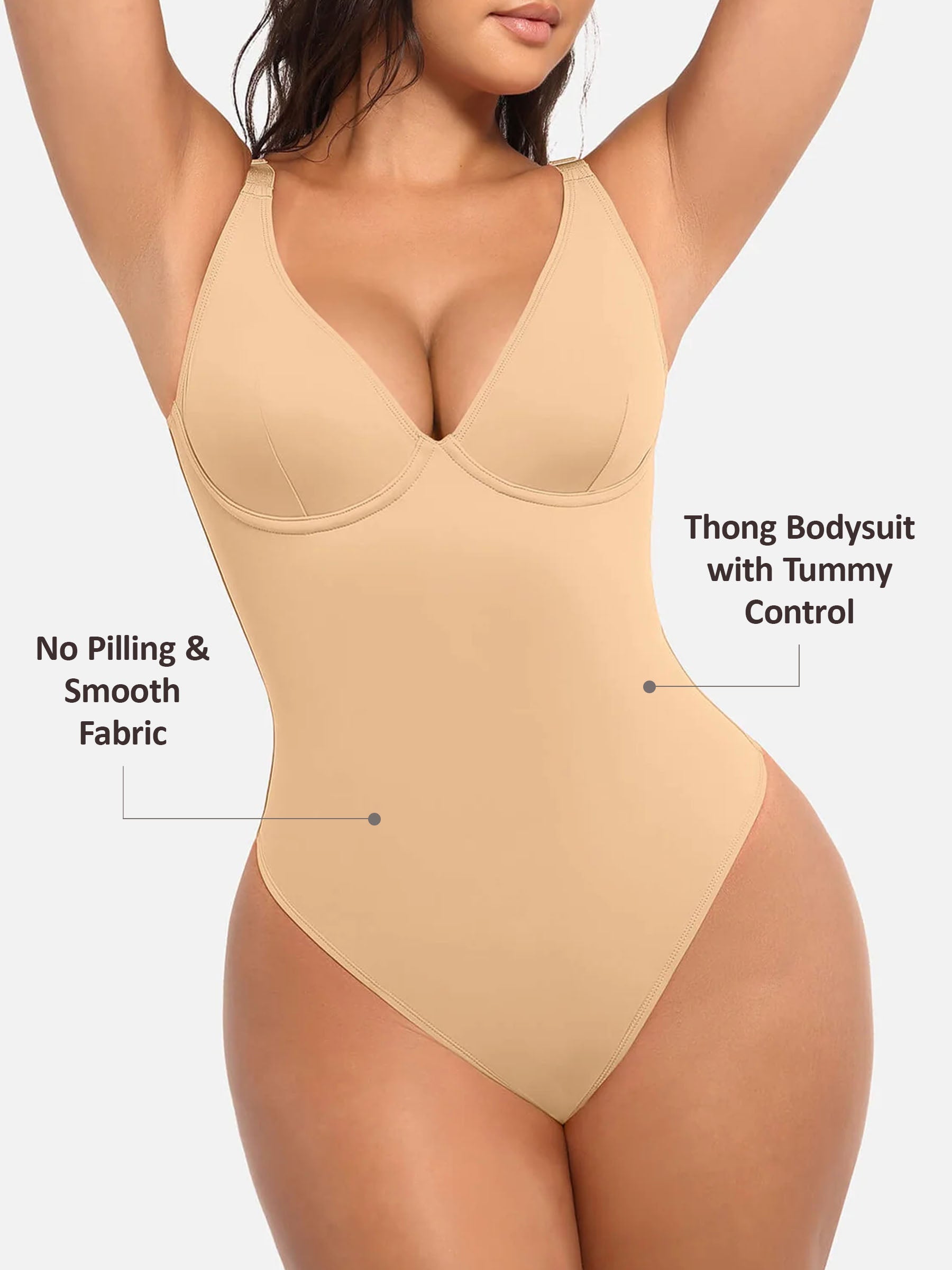 Divinegirl V Neck Tummy Control Bodysuit