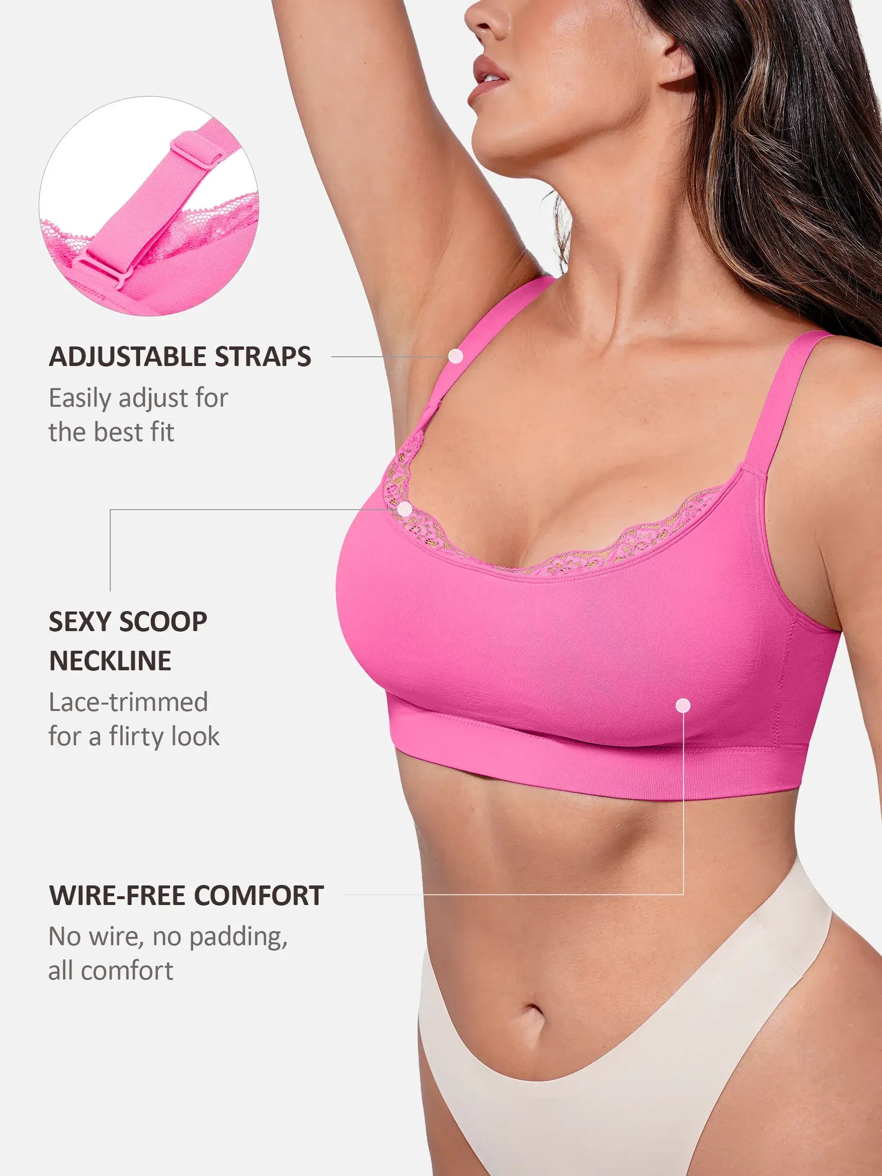 Feelingirl No Underwire Seamless Lace Everyday Bra
