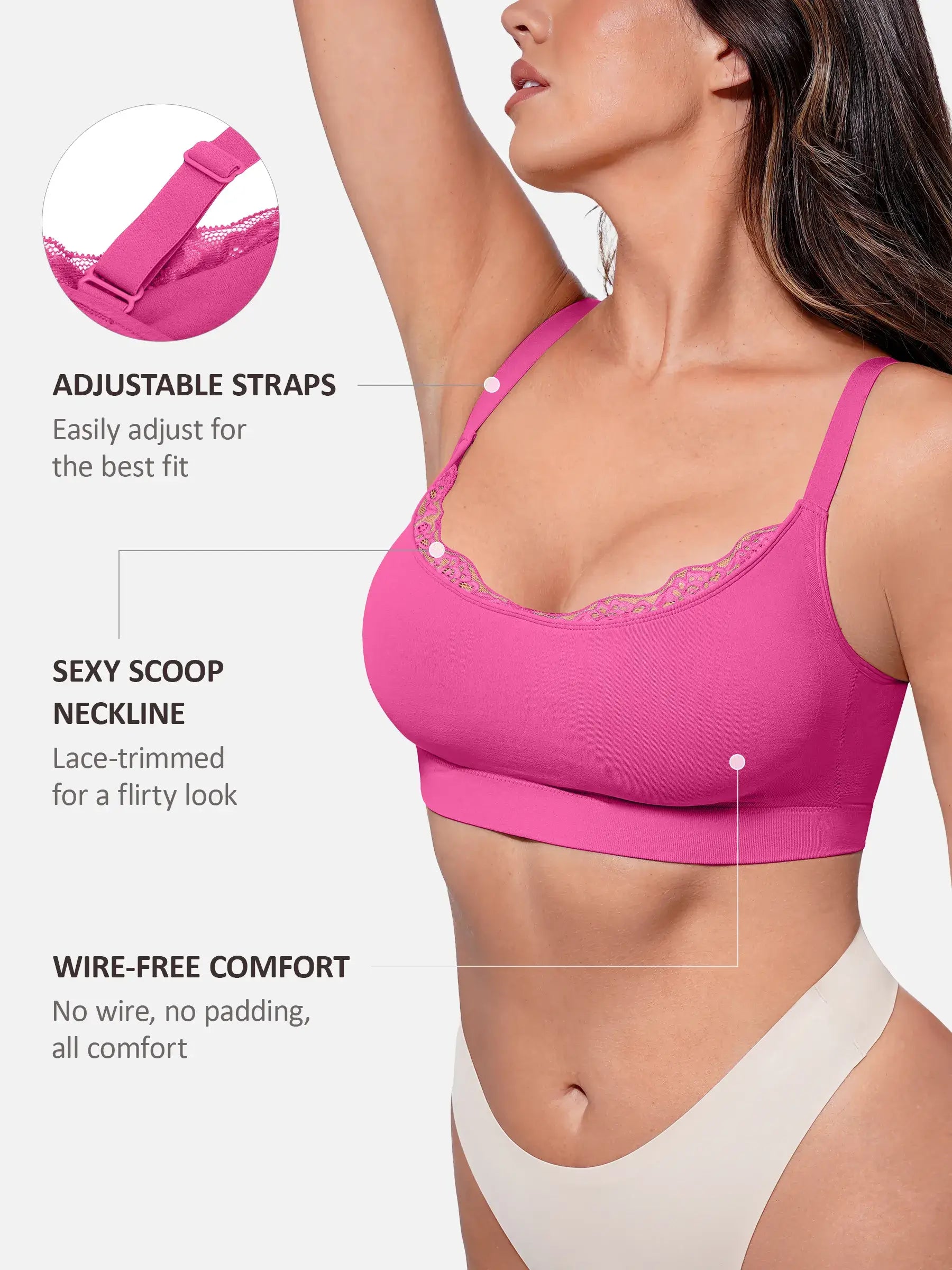 Feelingirl No Underwire Seamless Lace Everyday Bra