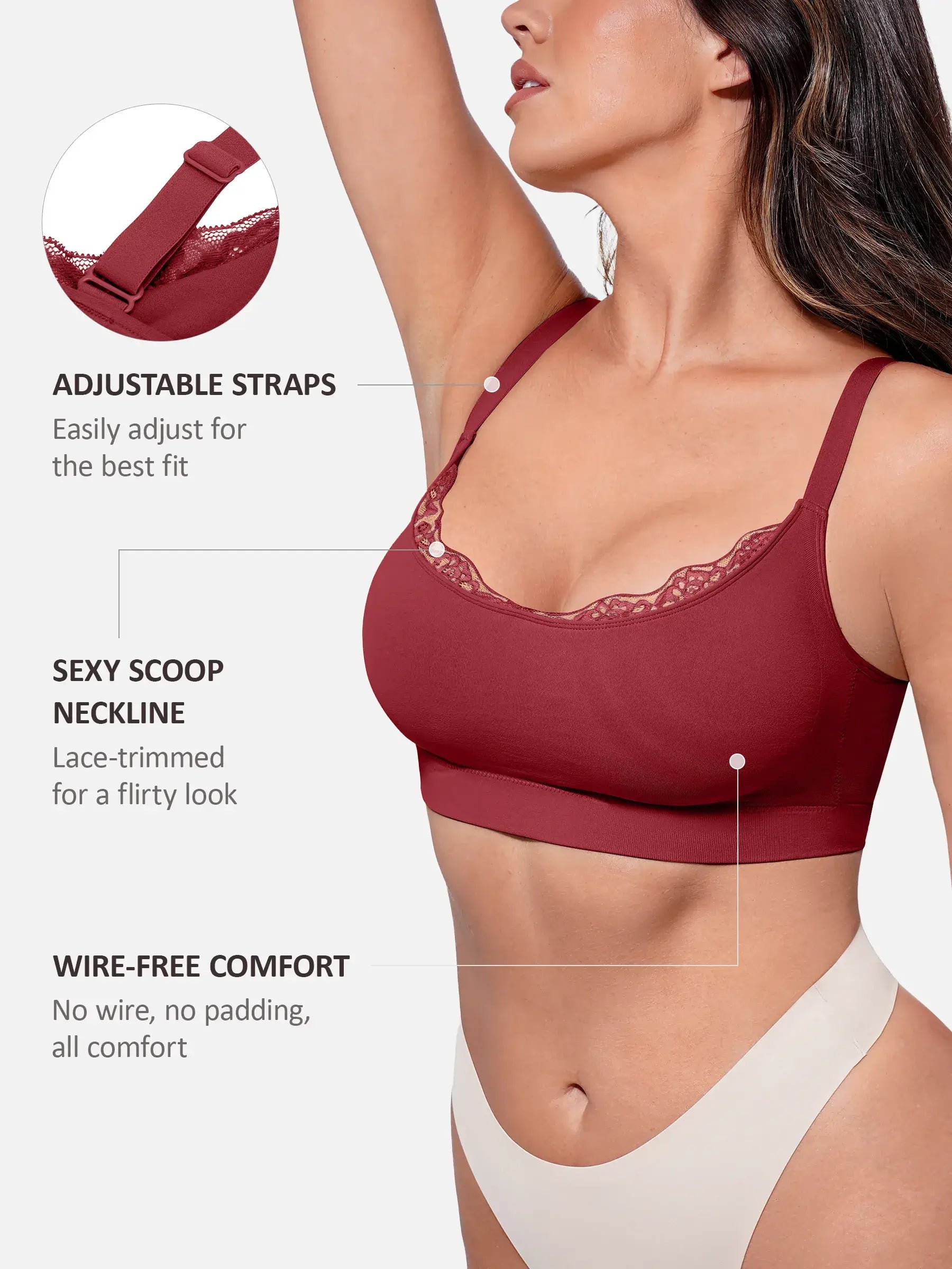 Feelingirl No Underwire Seamless Lace Everyday Bra