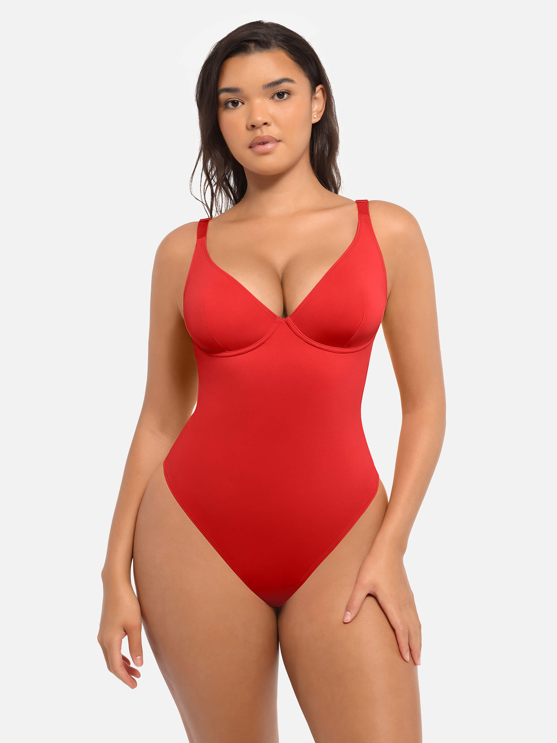 Feelingirl Deep V Neck Tummy Control Shapewear Bodysuit