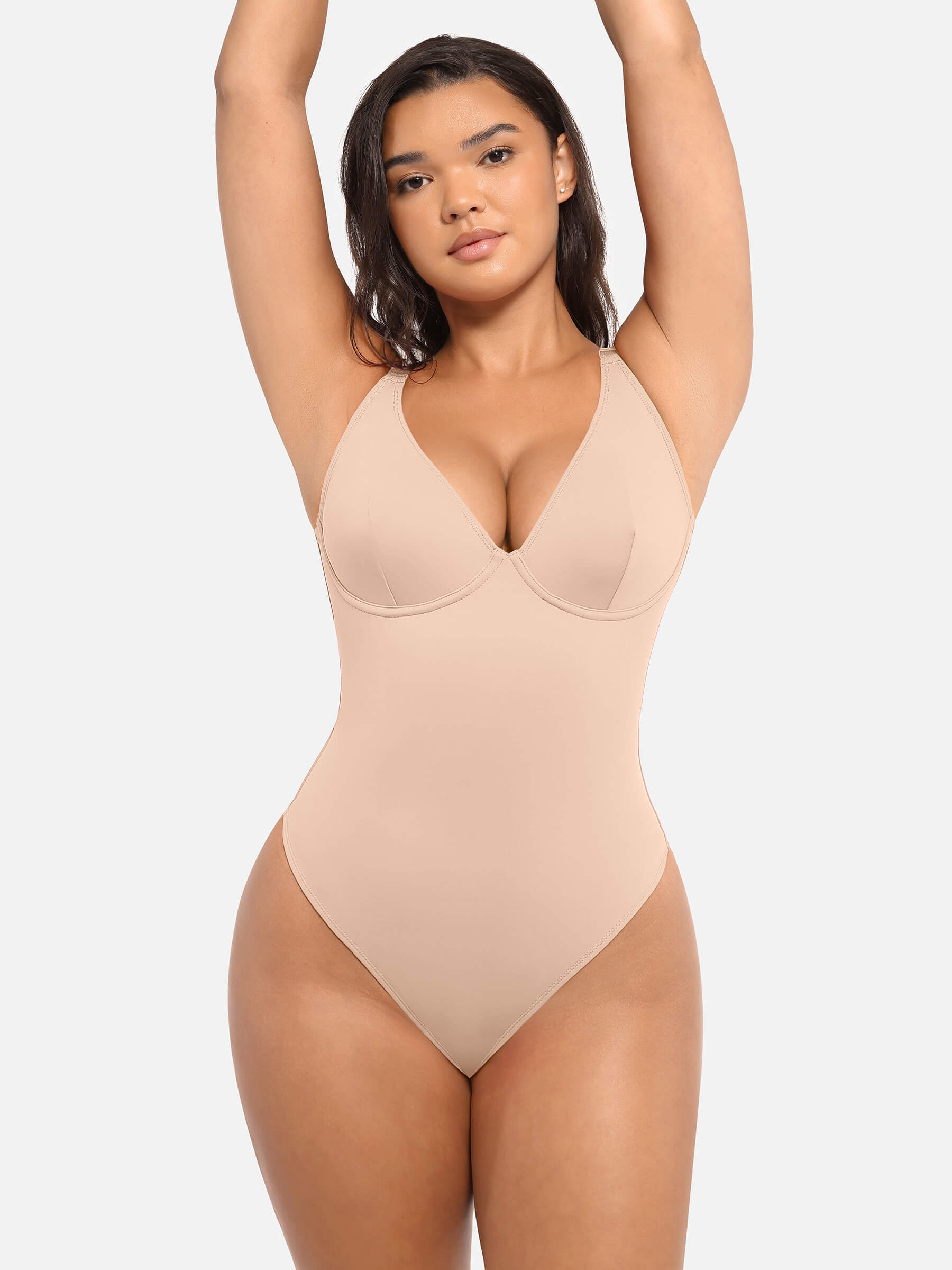 Feelingirl Deep V Neck Tummy Control Shapewear Bodysuit