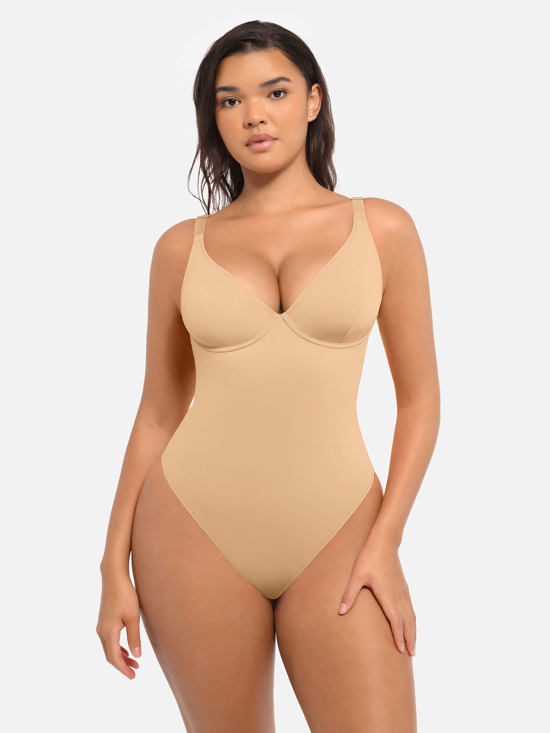 Feelingirl Deep V Neck Tummy Control Shapewear Bodysuit