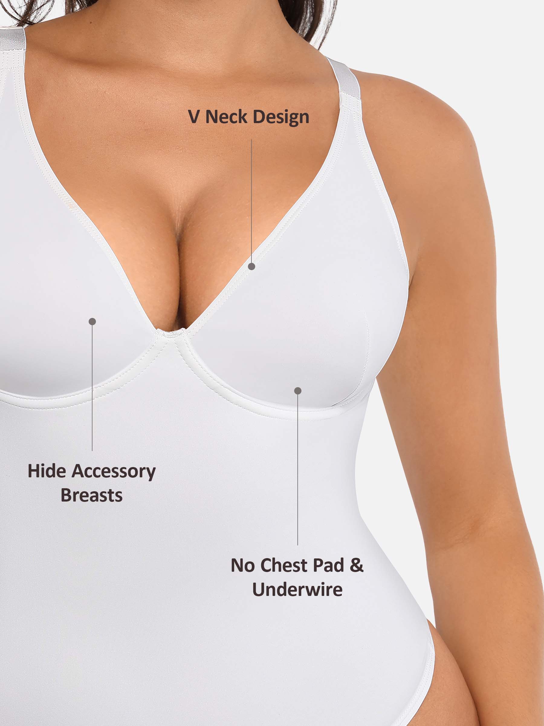 Feelingirl Deep V Neck Tummy Control Shapewear Bodysuit