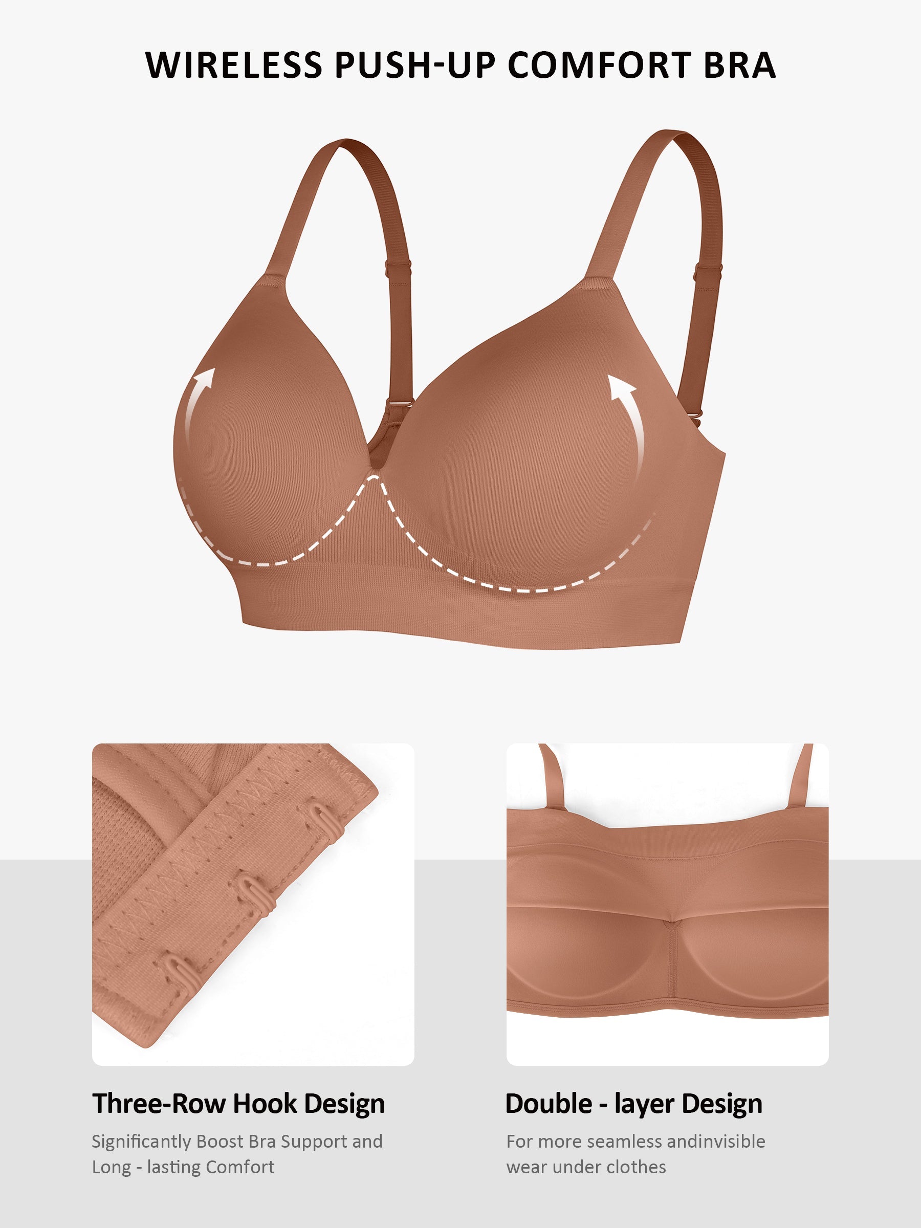 Feelingirl Full Coverage Wireless Bra + Push-Up Seamless Bra