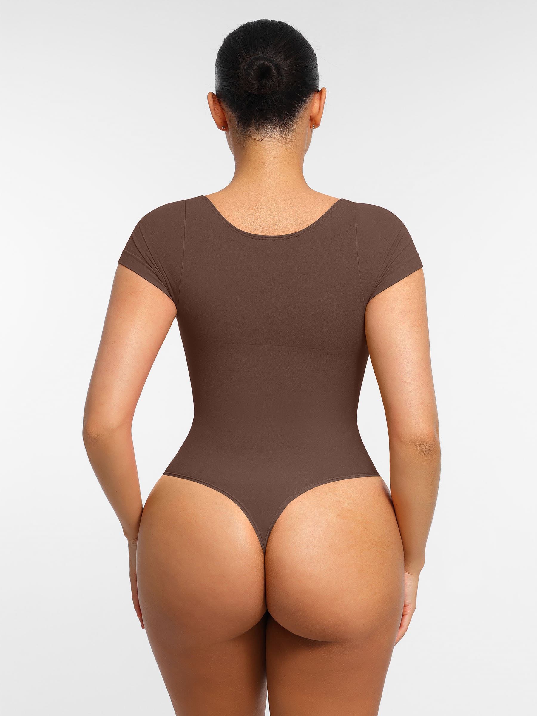 Feelingirl Tummy Control Seamless Short-Sleeve Bodysuit