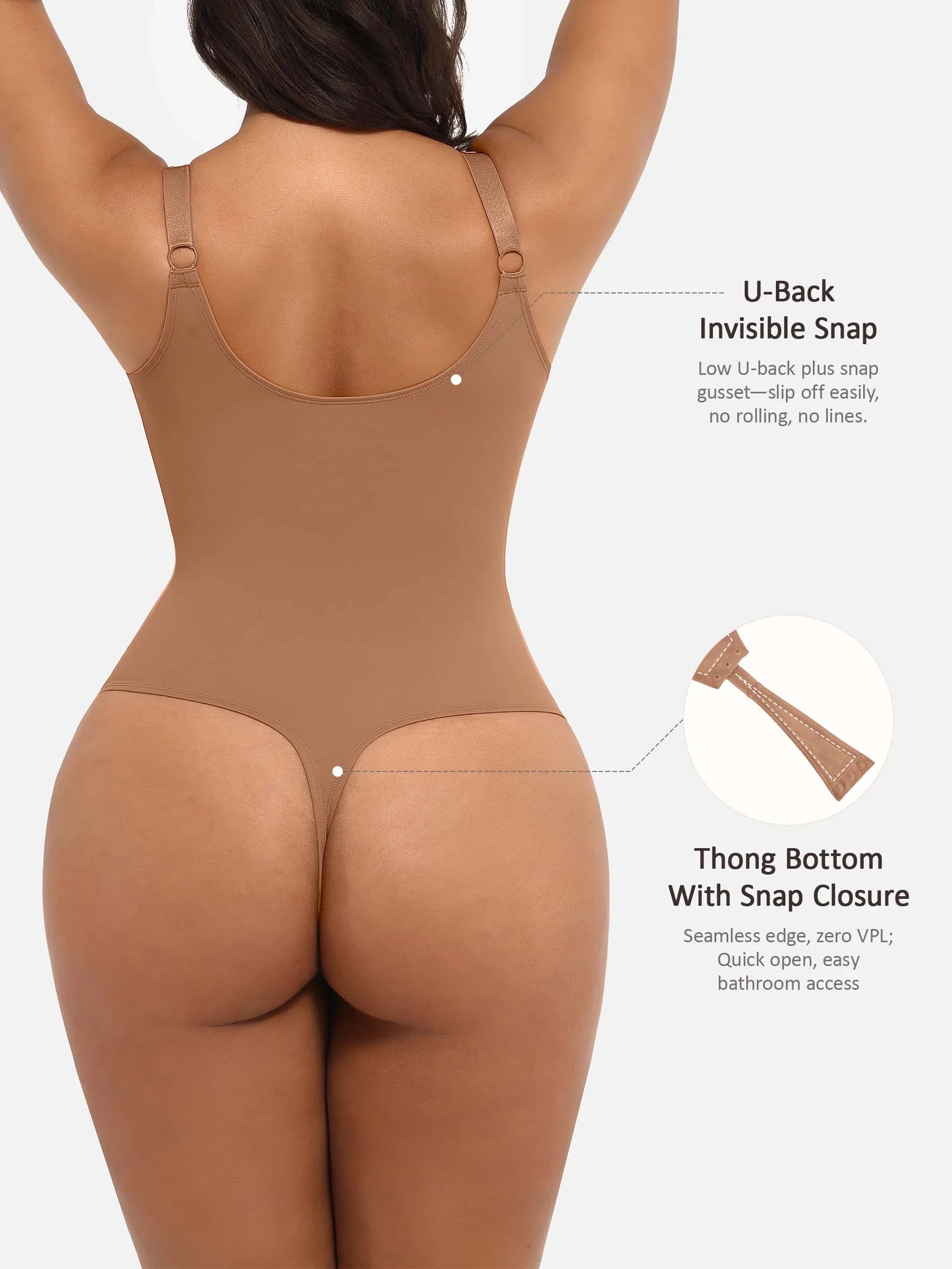 Feelingirl Deep V Neck Tummy Control Shapewear Bodysuit