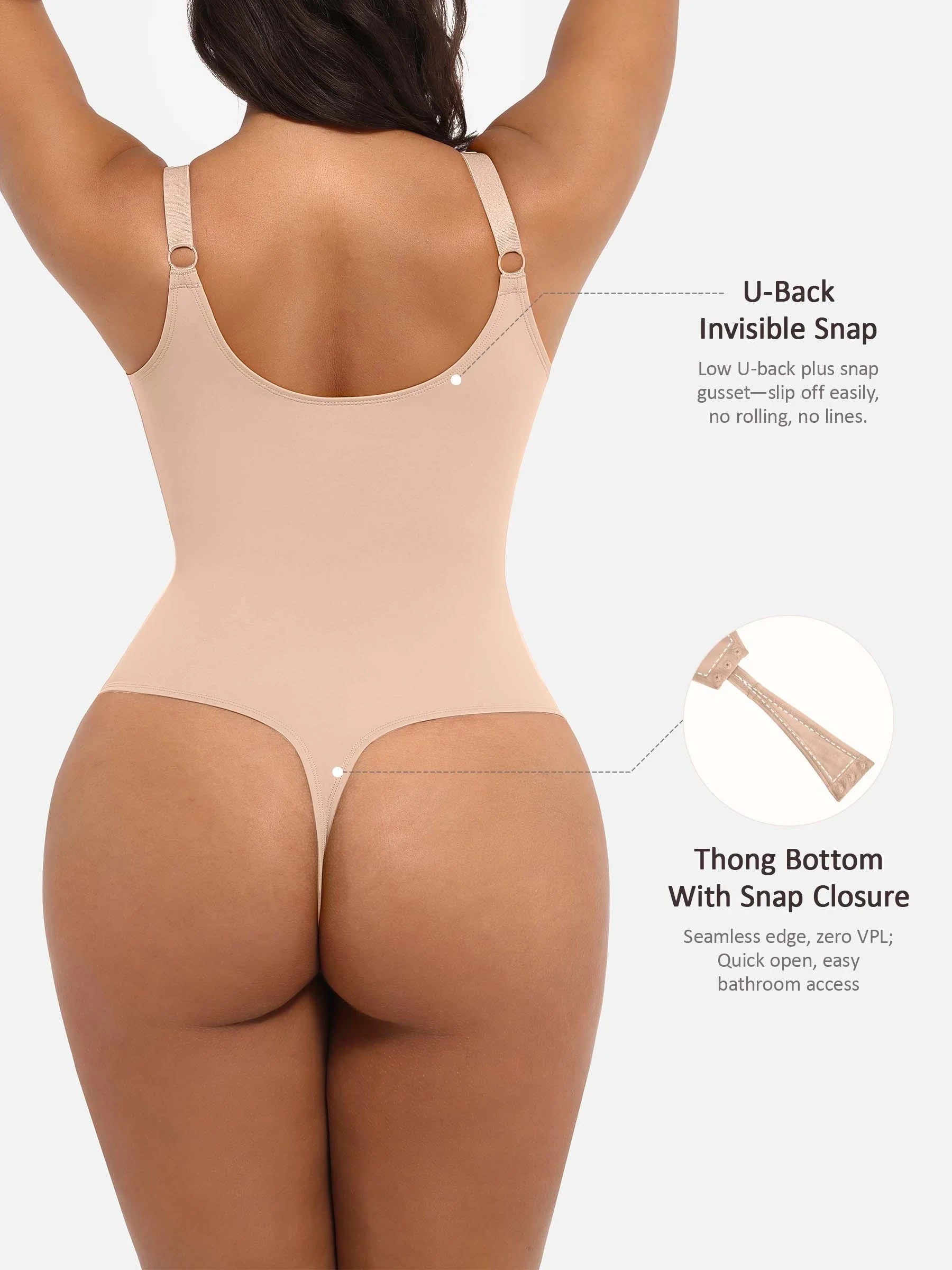 Feelingirl Deep V Neck Tummy Control Shapewear Bodysuit