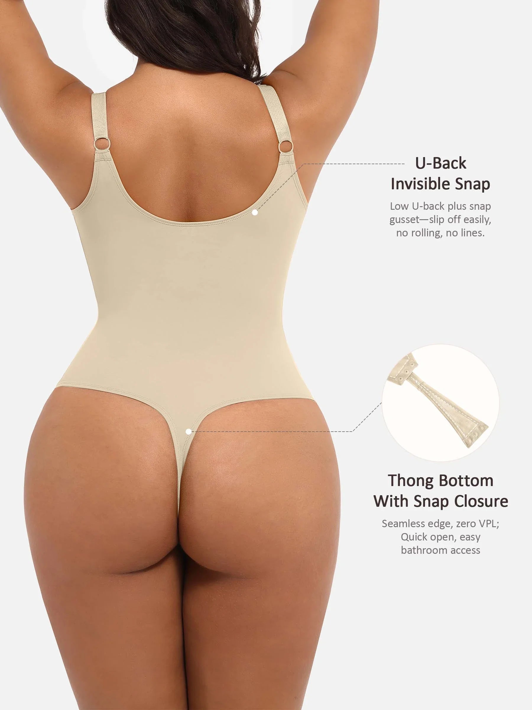 Feelingirl Deep V Neck Tummy Control Shapewear Bodysuit