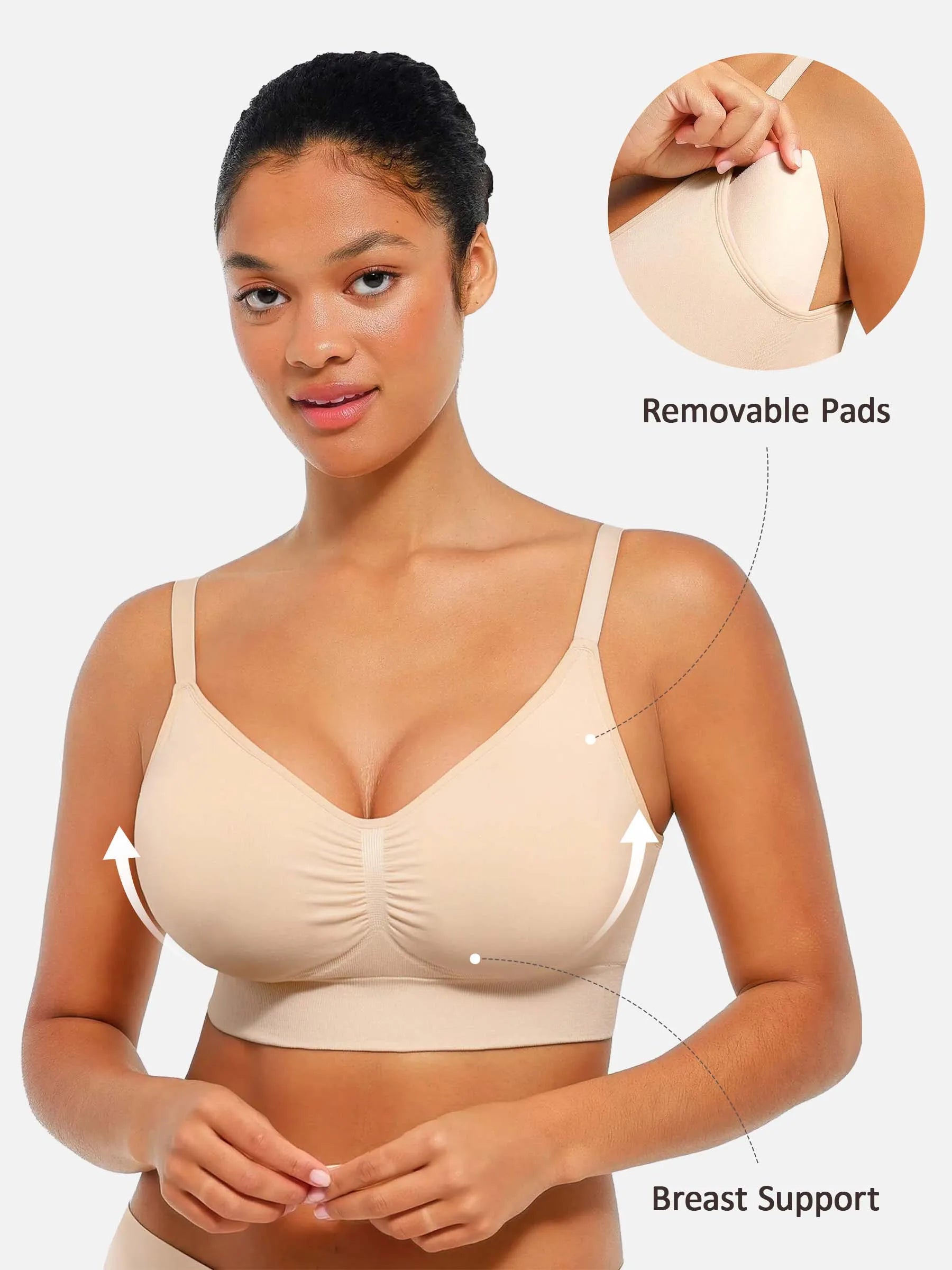 Feelingirl Seamless Everyday Bra with Built-In Soft Padding Bundle