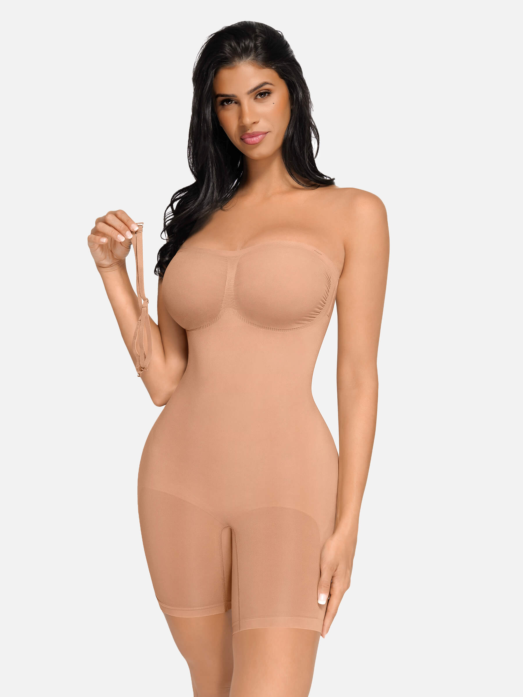 Feelingirl Seamless Strapless Bodysuit with Removable Straps