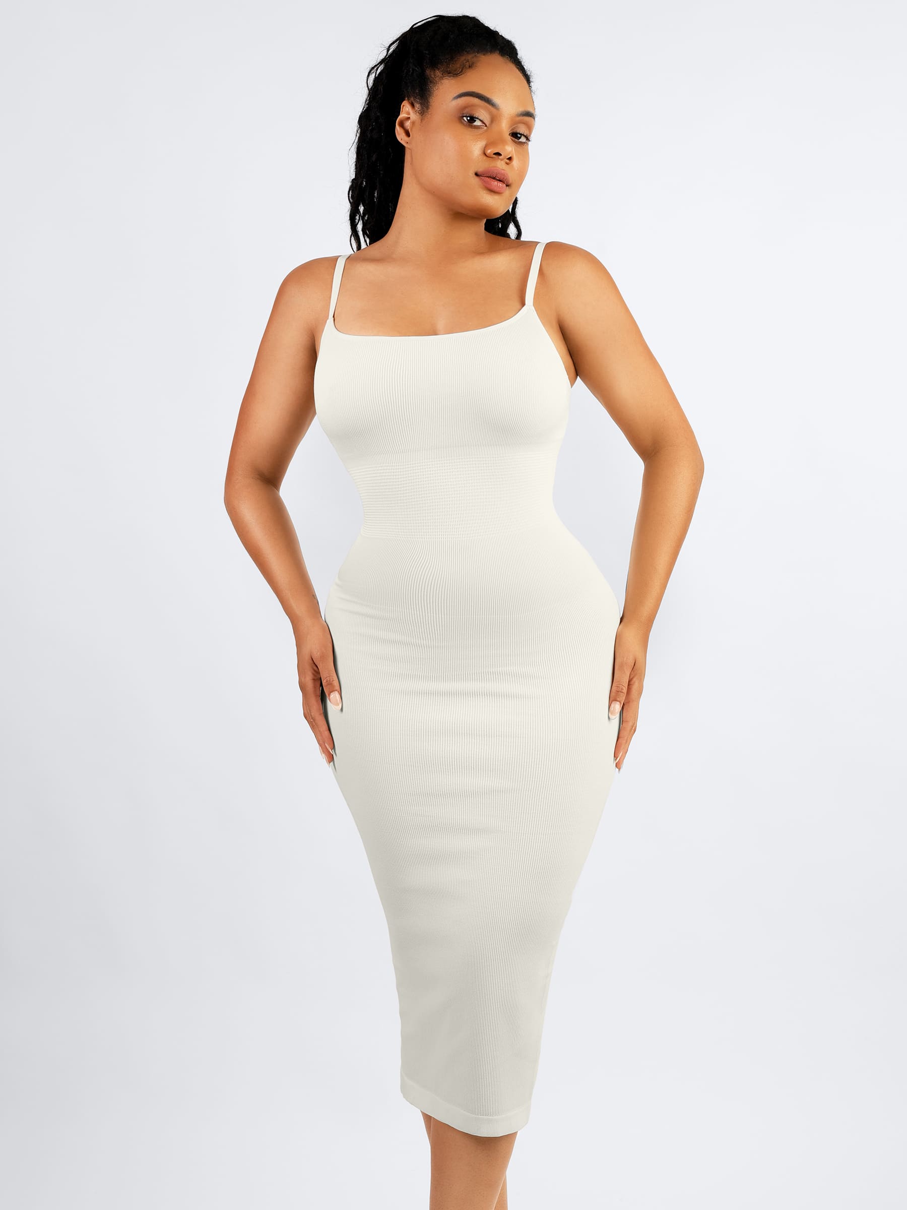 Feelingirl Seamless Shaping Slip Dress with Built-In Bra and Adjustable Straps