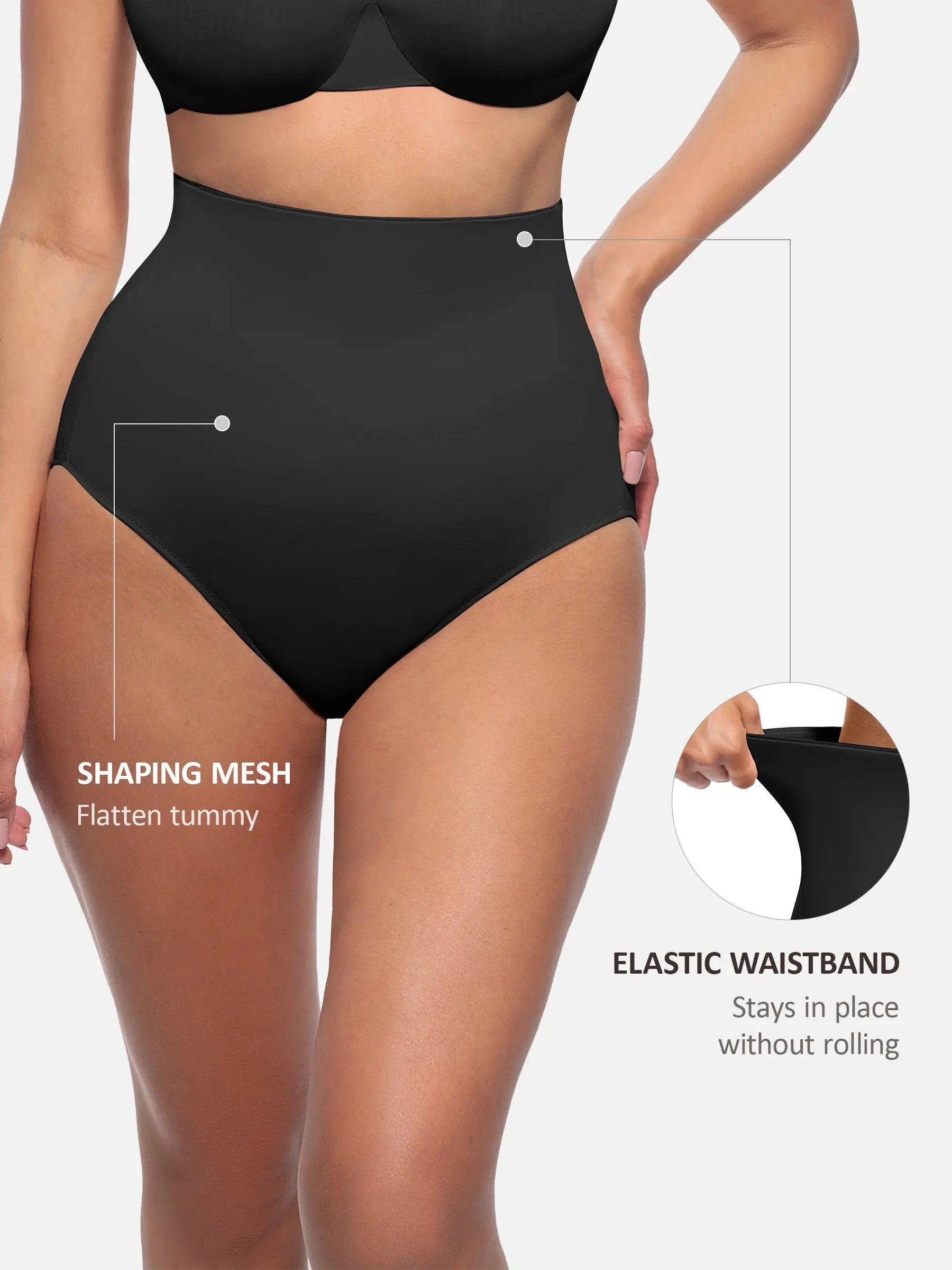 Feelingirl Built-in Elastic Mid-Waist Shaping Panties