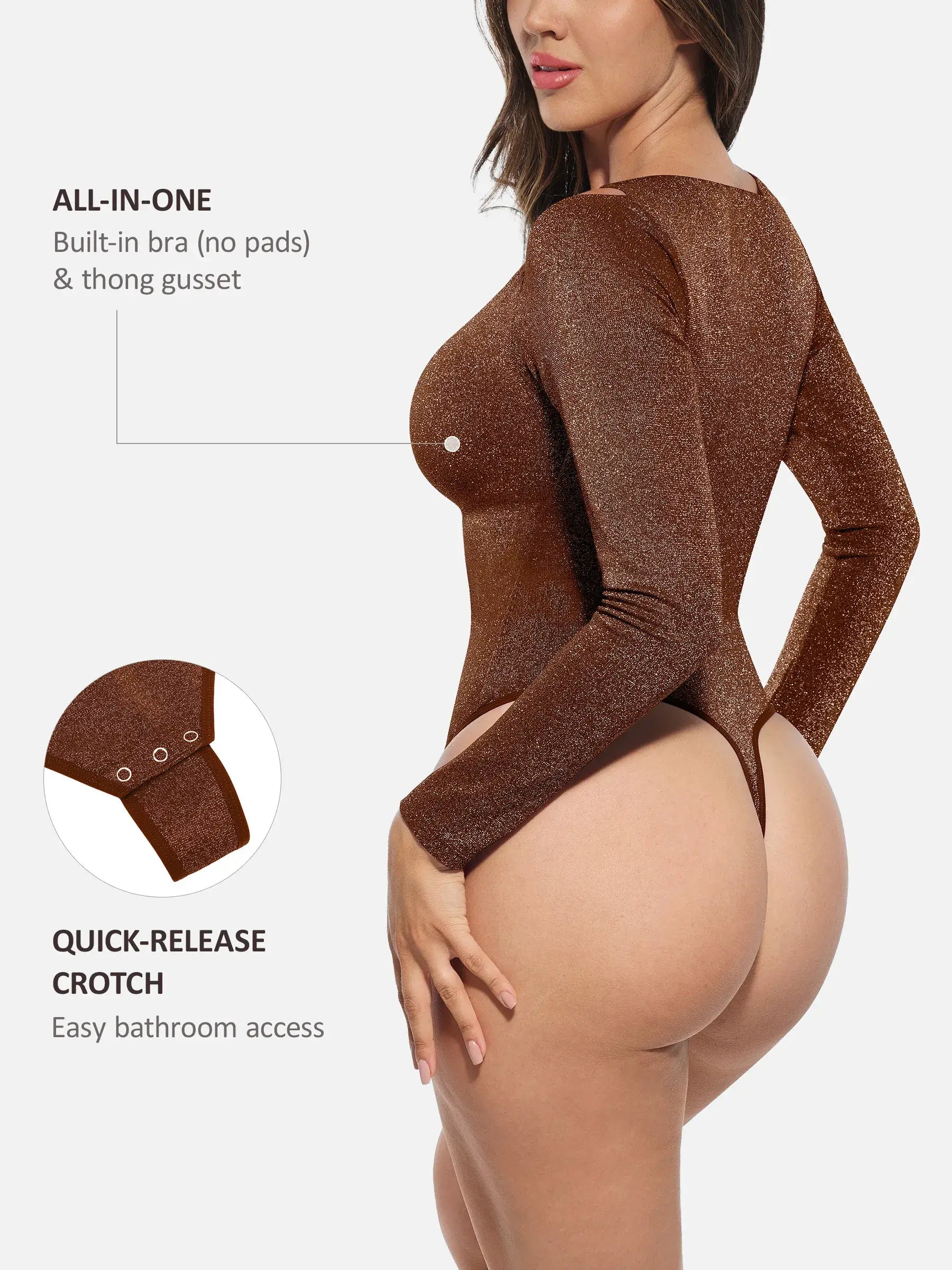 Feelingirl Shiny Swing Collar All In One Bodysuit